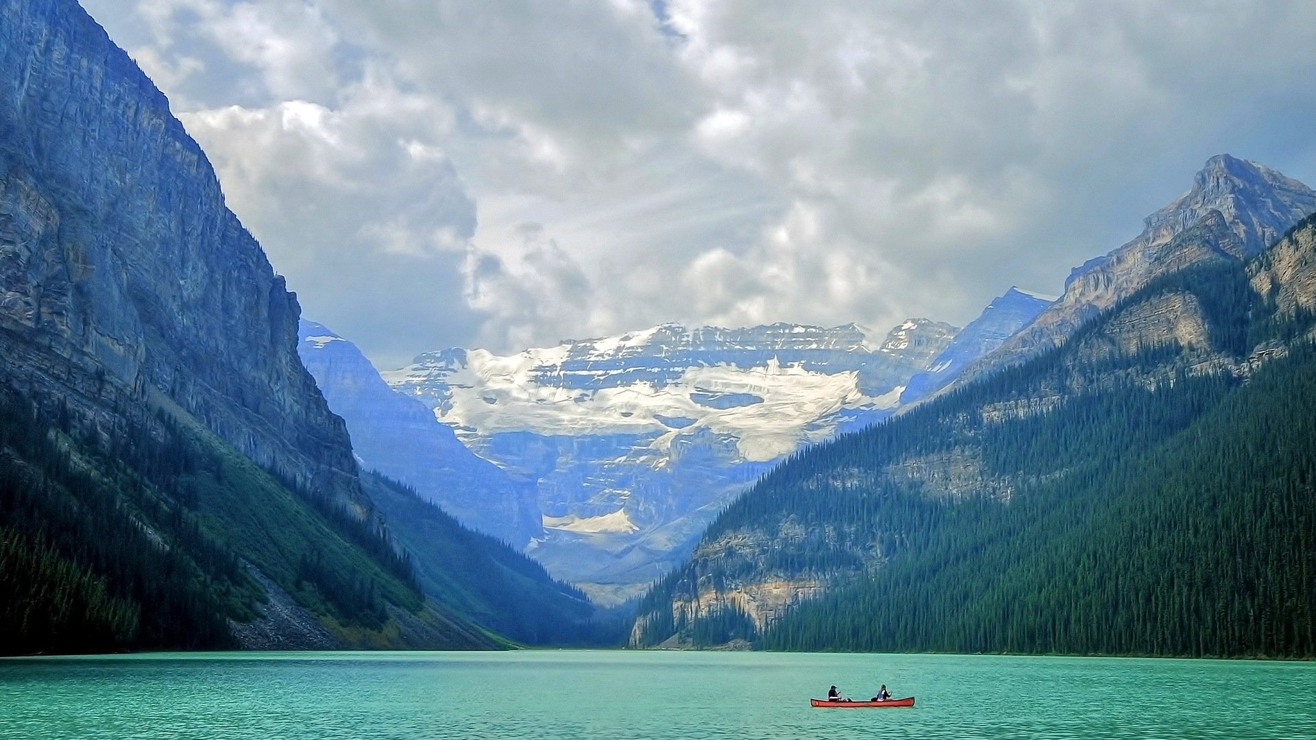 parc national de banff lac montagnes bateau paysage