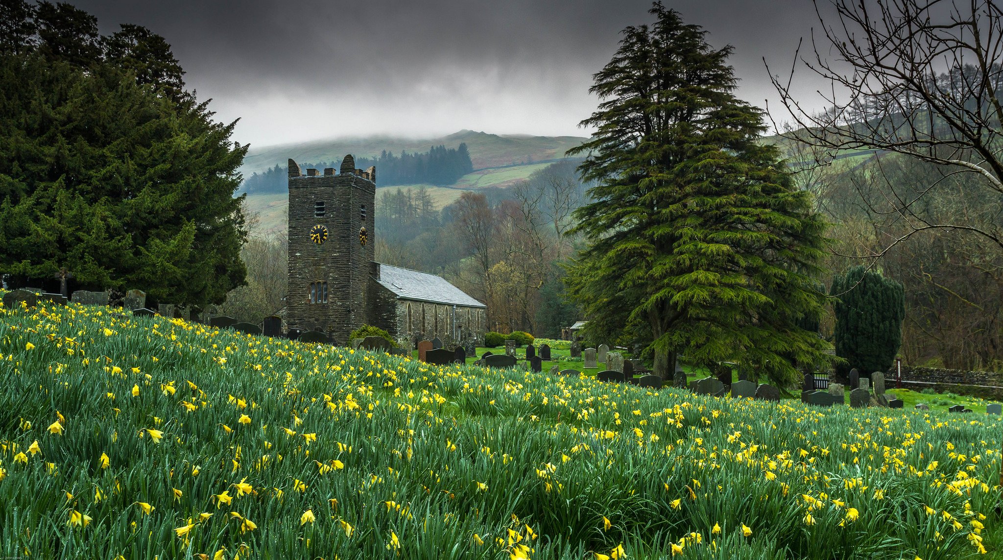 kapelle natur bäume uhr wiese blumen hintergrund tapete widescreen vollbild widescreen widescreen