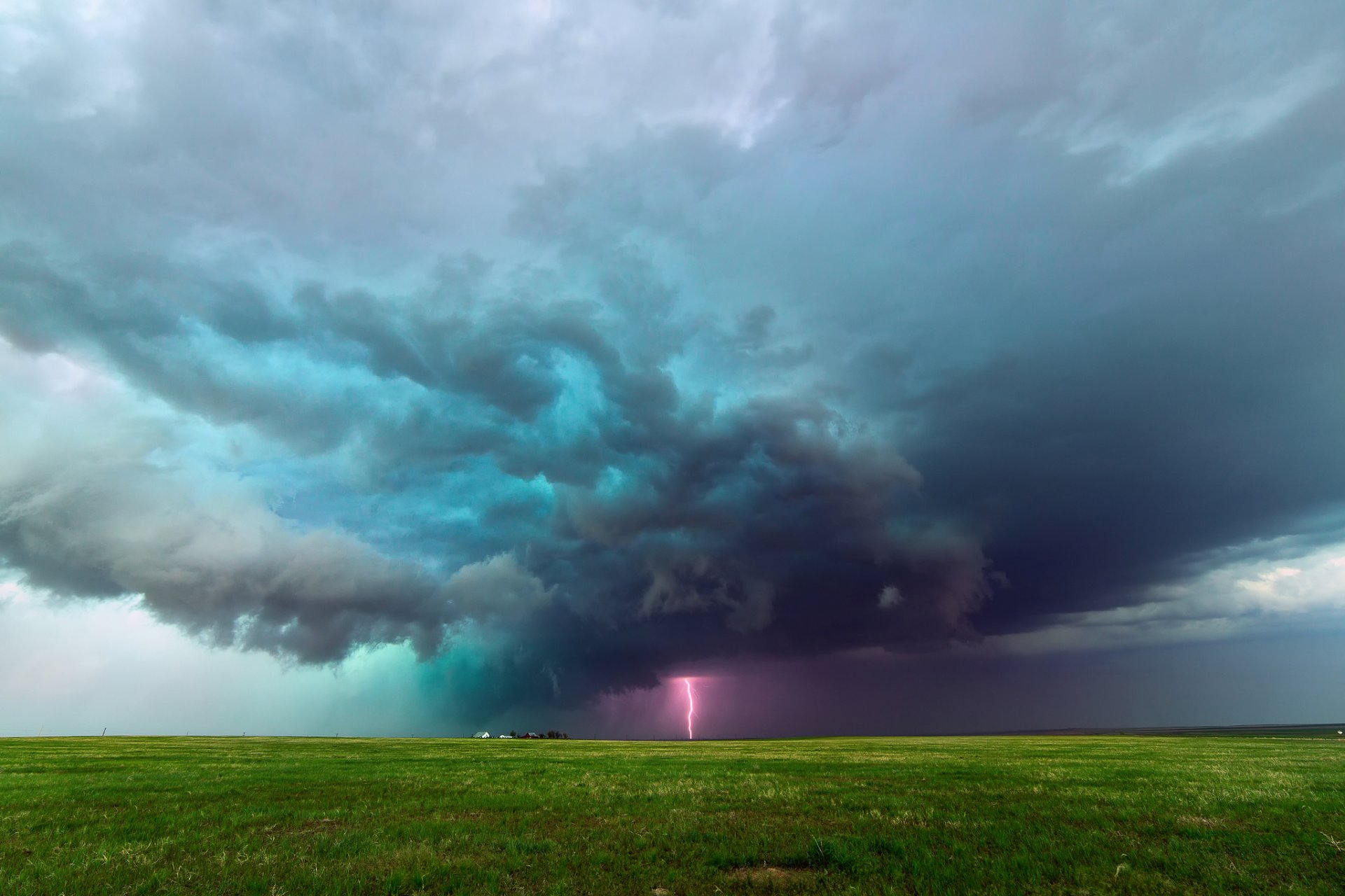 estados unidos colorado campos llanuras granja relámpago tormenta nubes