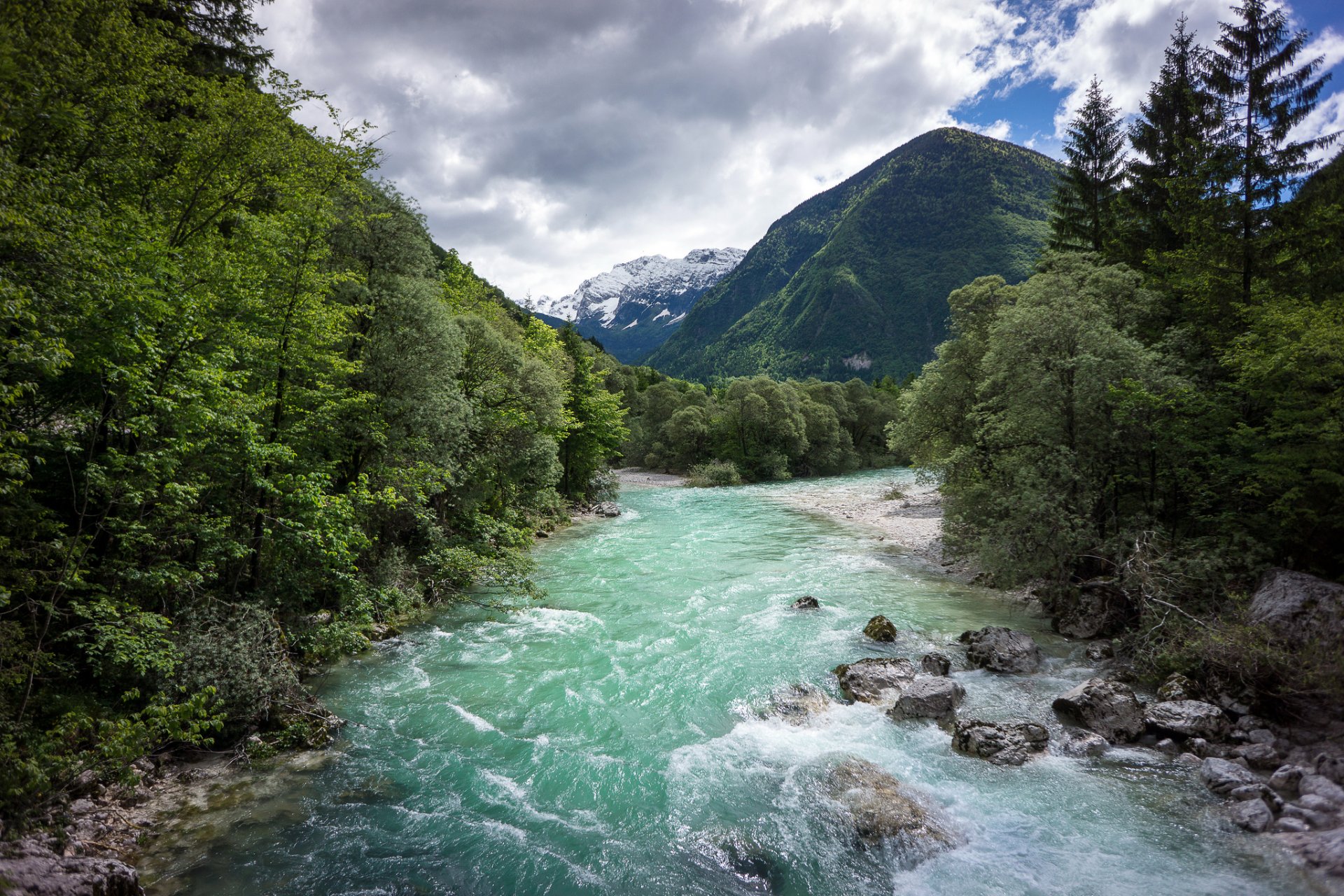 slowenien triglav-nationalpark berge wald fluss