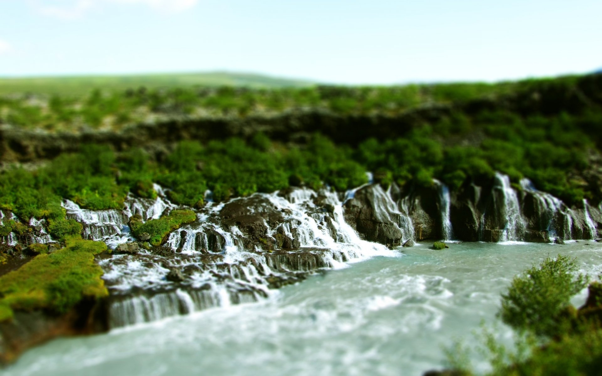 natura cascate fiume massi tent shift tilt shift