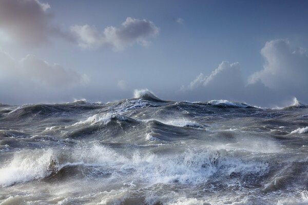 The Mediterranean sea with high foamy waves