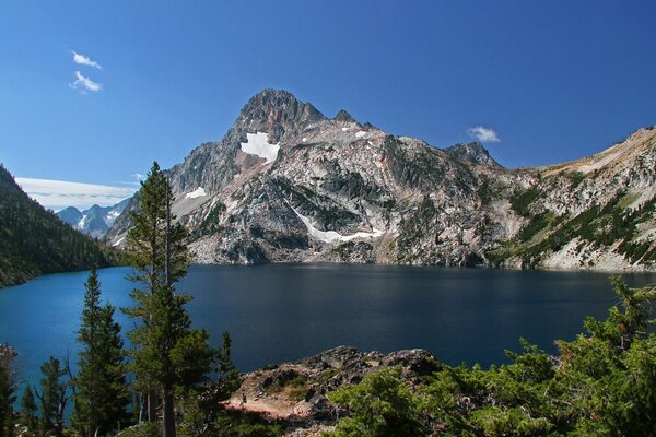 View from the top of the mountain lake