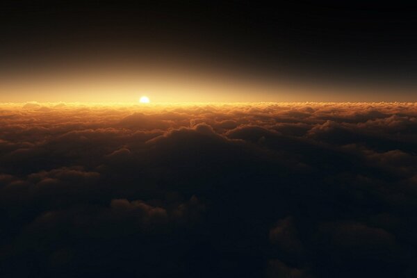 Night clouds in a golden sunset