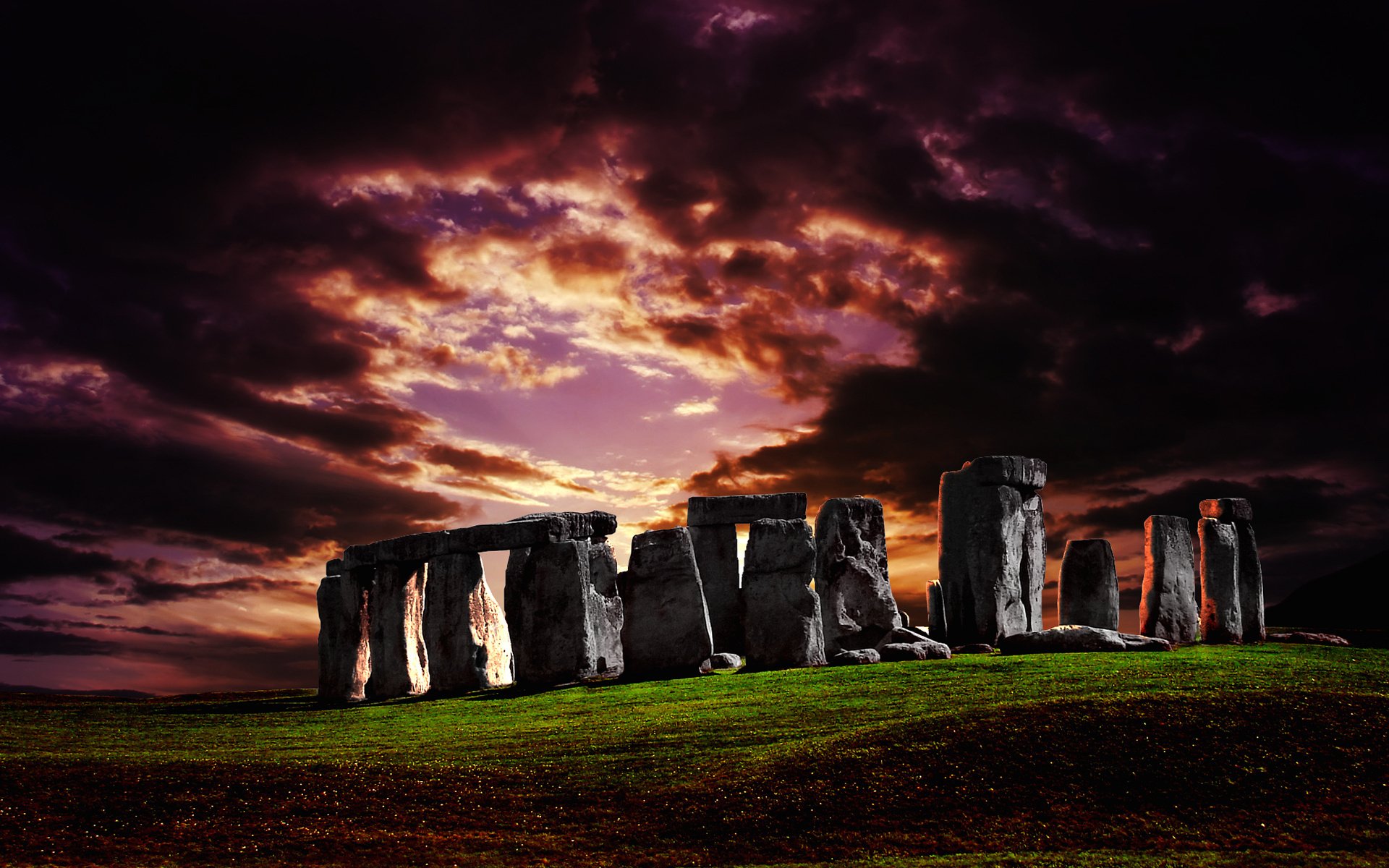 landschaft architektur stonehenge hügel gras himmel sonnenuntergang steine