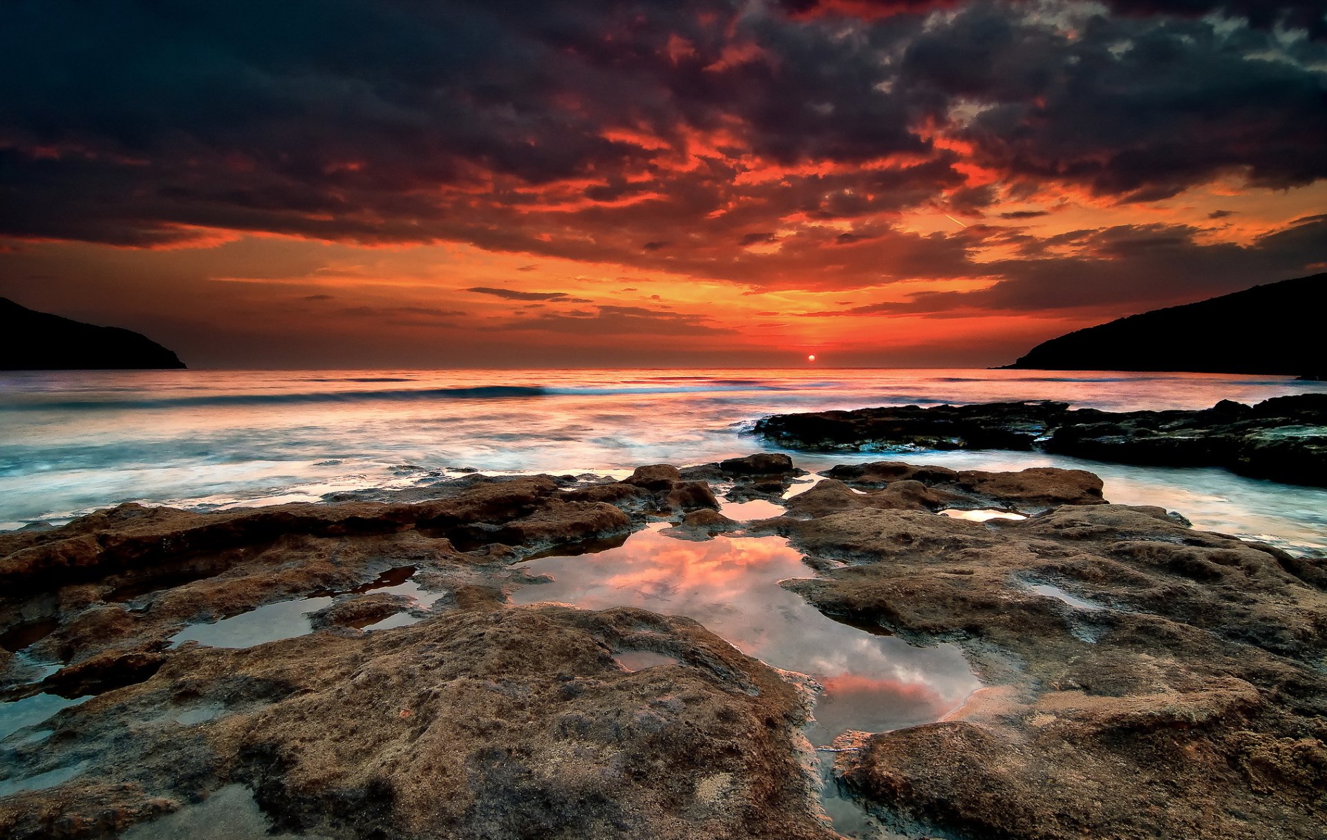 mare baia riva tramonto