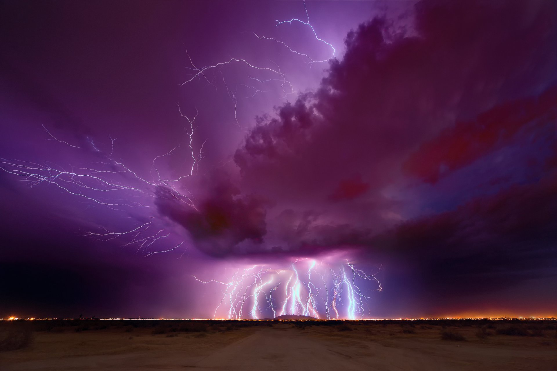 nuit soir ciel nuages orage foudre foudre arizona