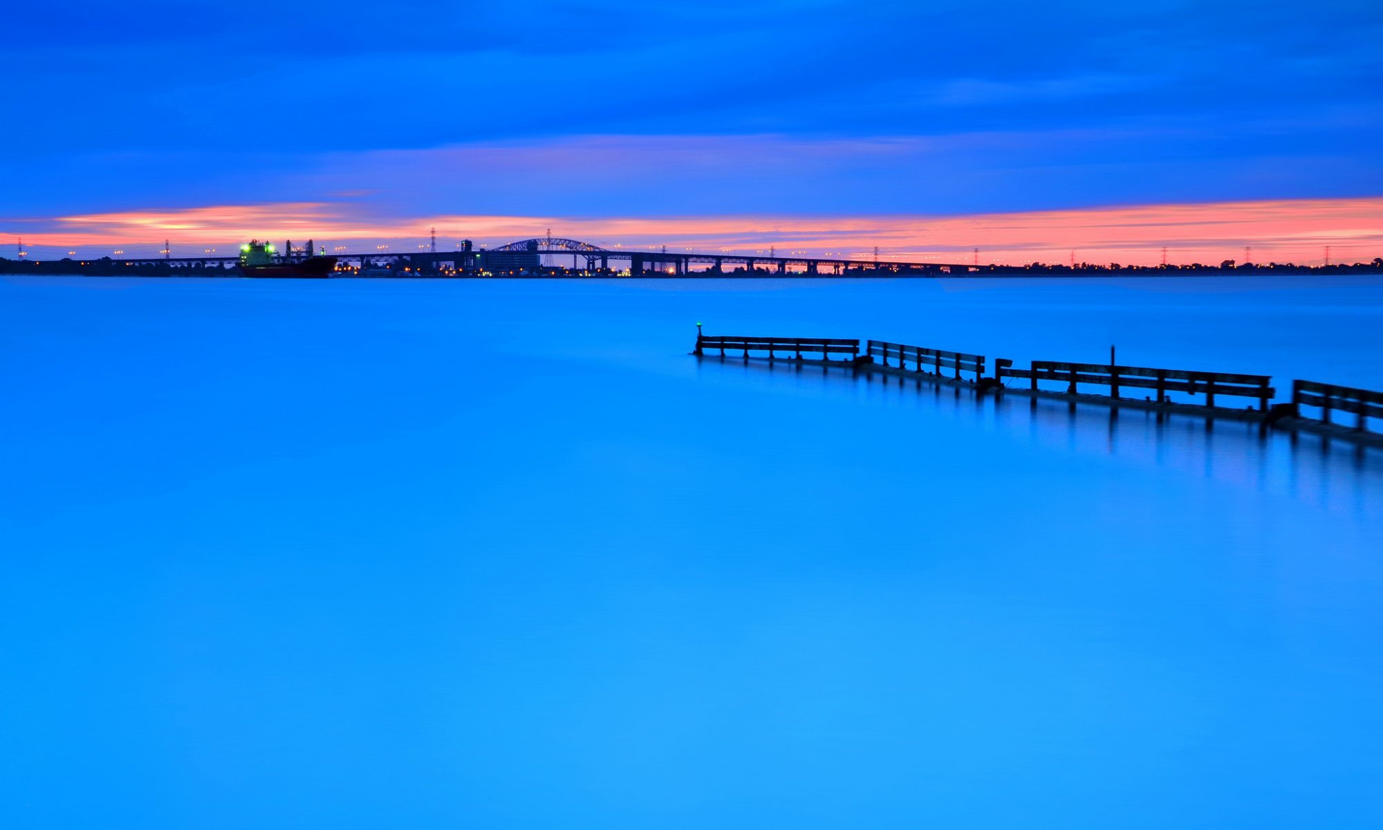 canada lake ontario night lights town burlington sunset