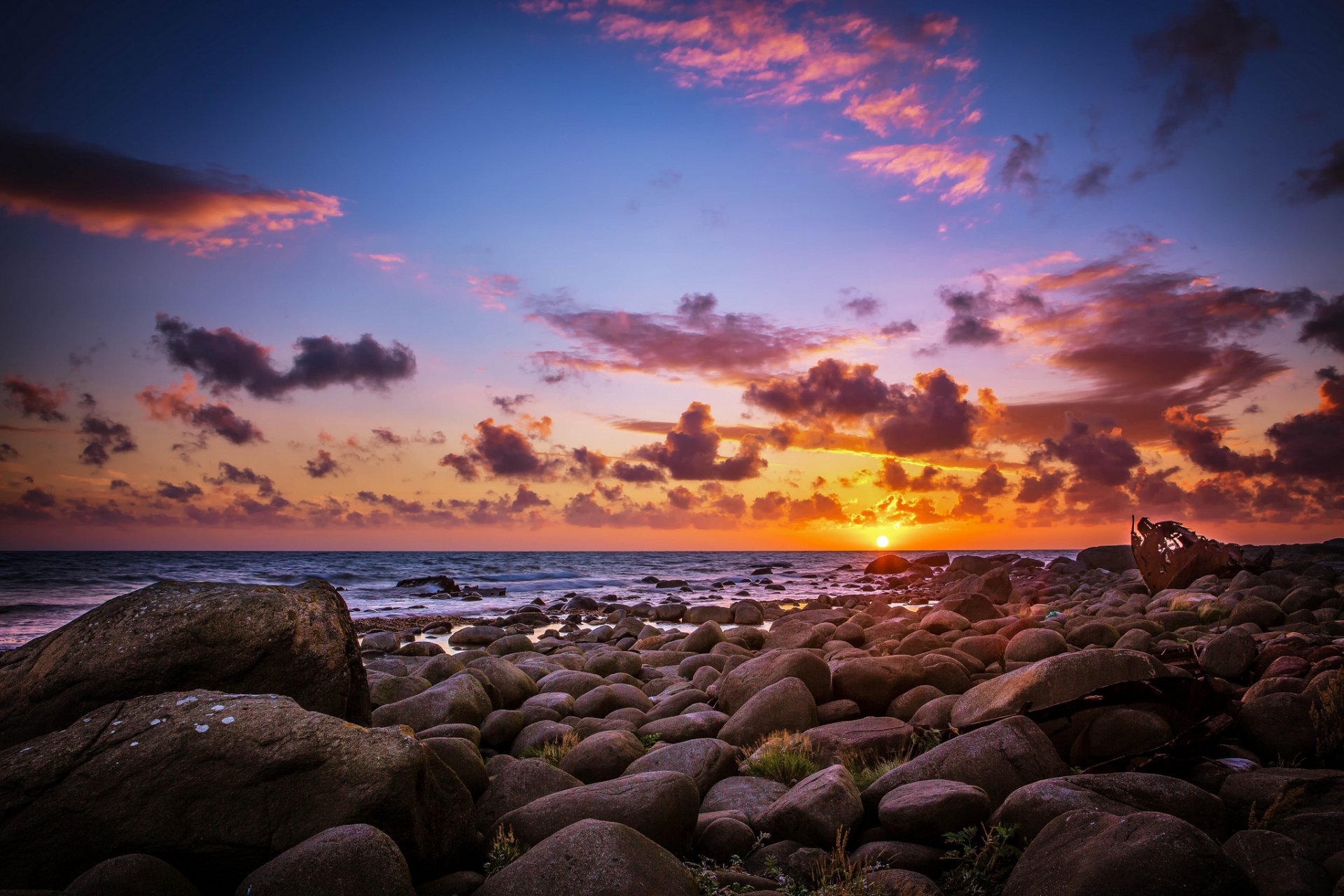 ea beach stones dawn sun morning