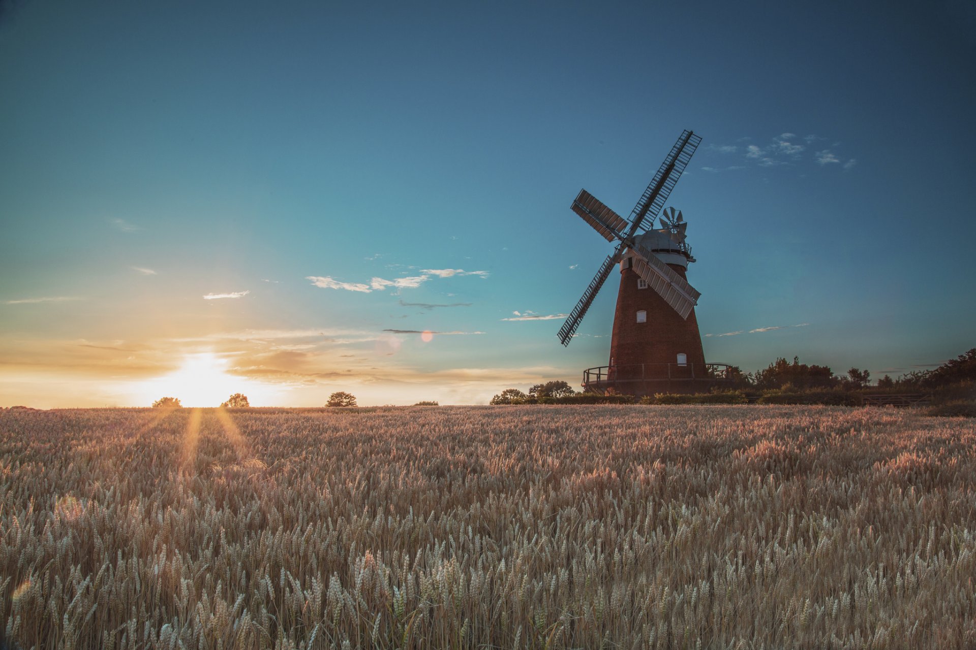 the field mill windmill morning sun sunrise