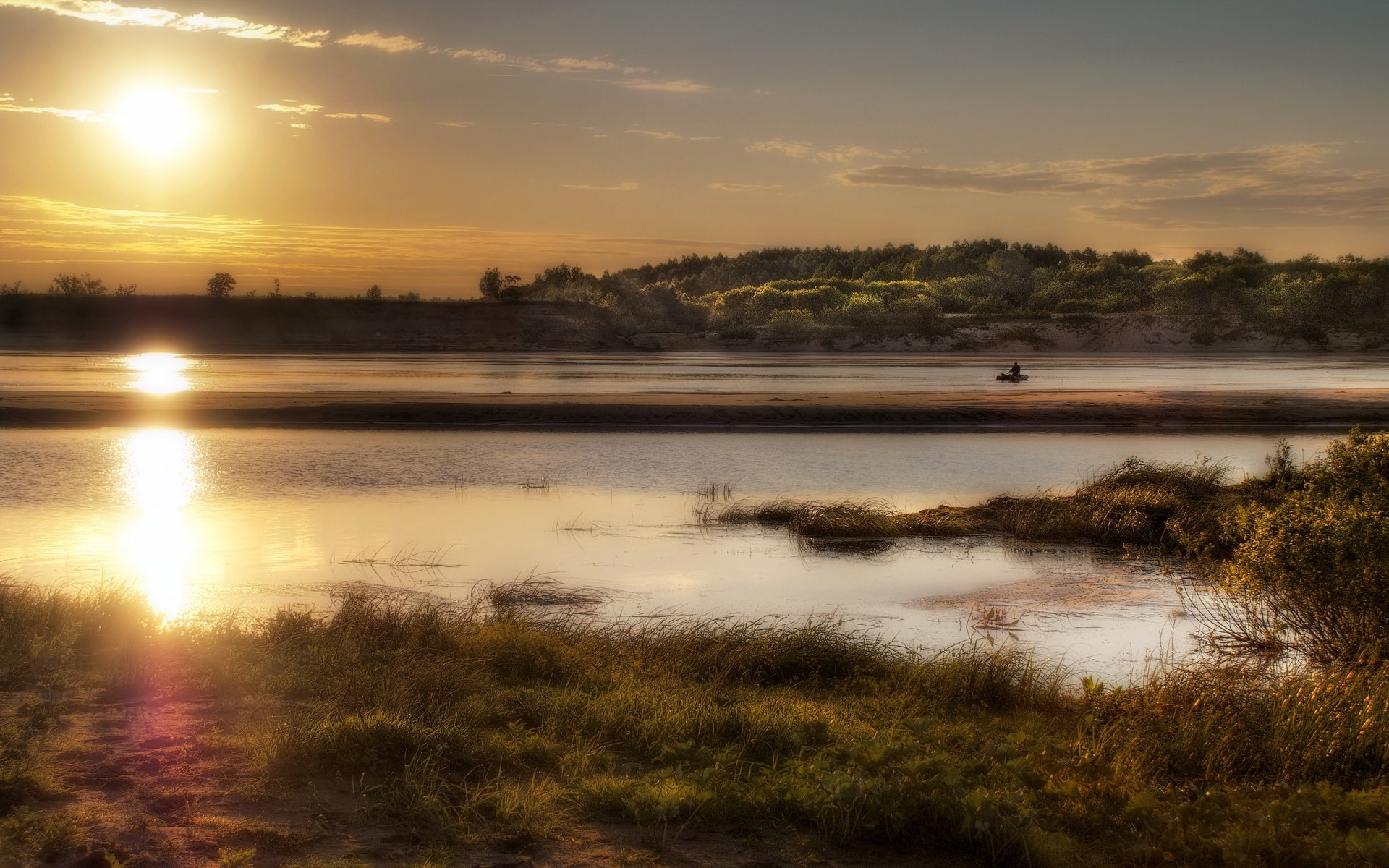 sonnenuntergang fluss natur landschaft