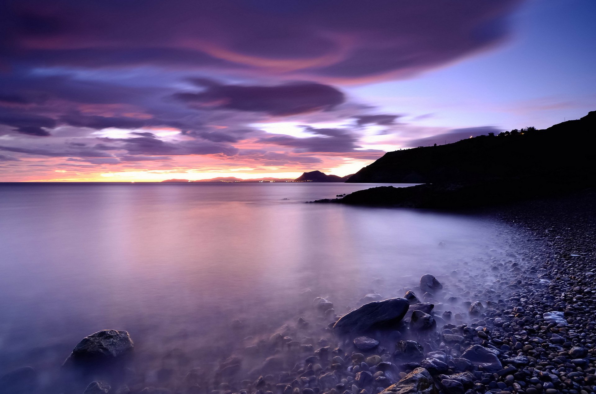 meer nacht steine landschaft