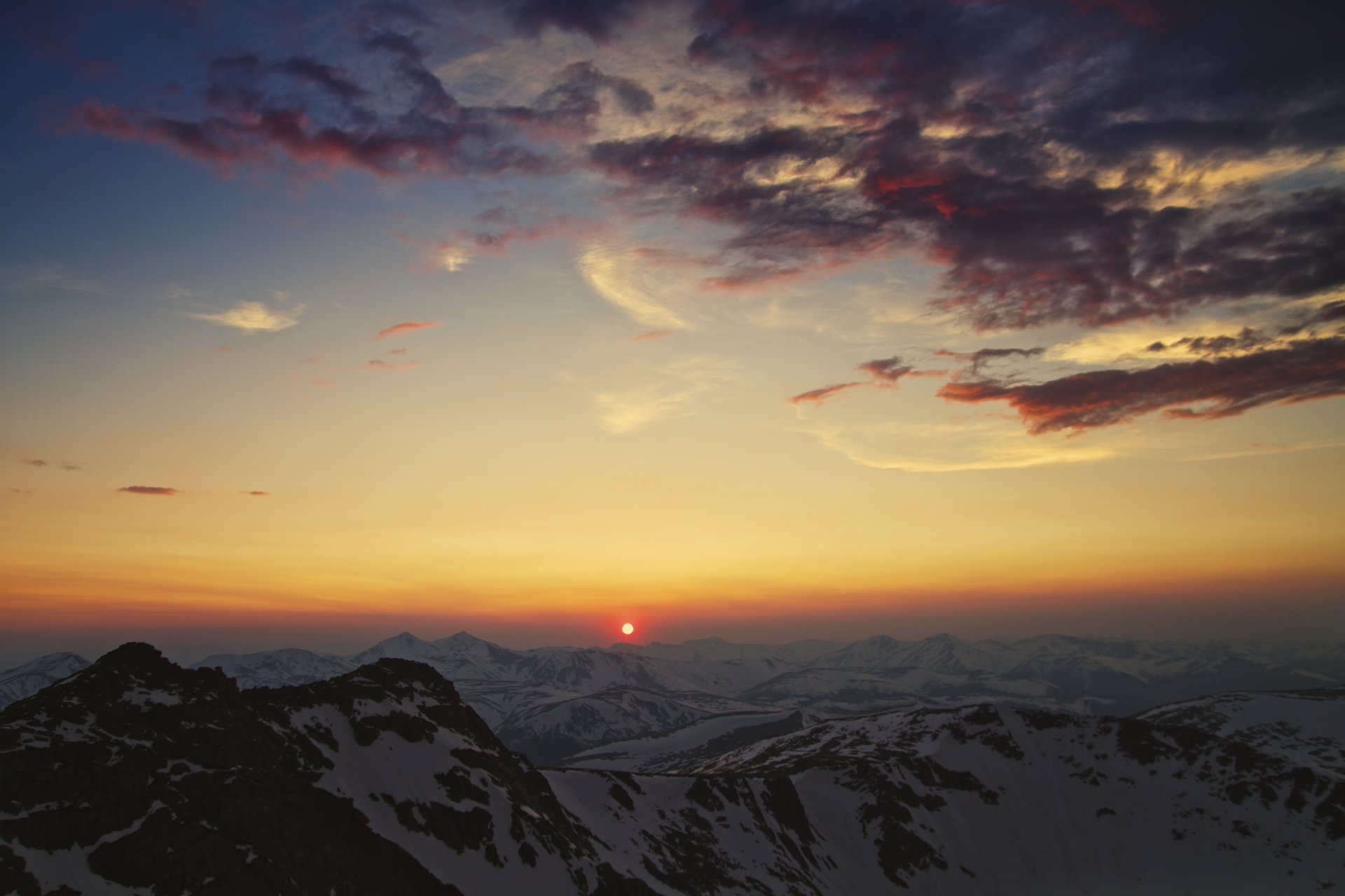 montagne della cordillera cielo tramonto sole nuvole