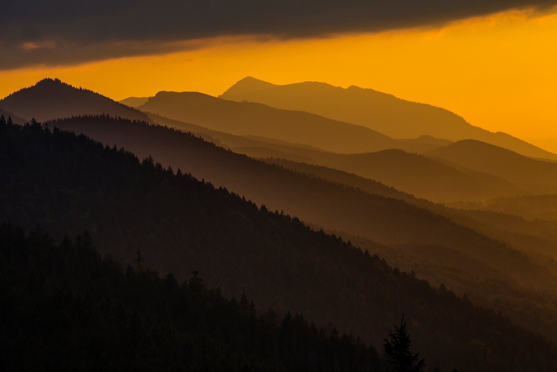 pologne montagnes carpates coucher de soleil