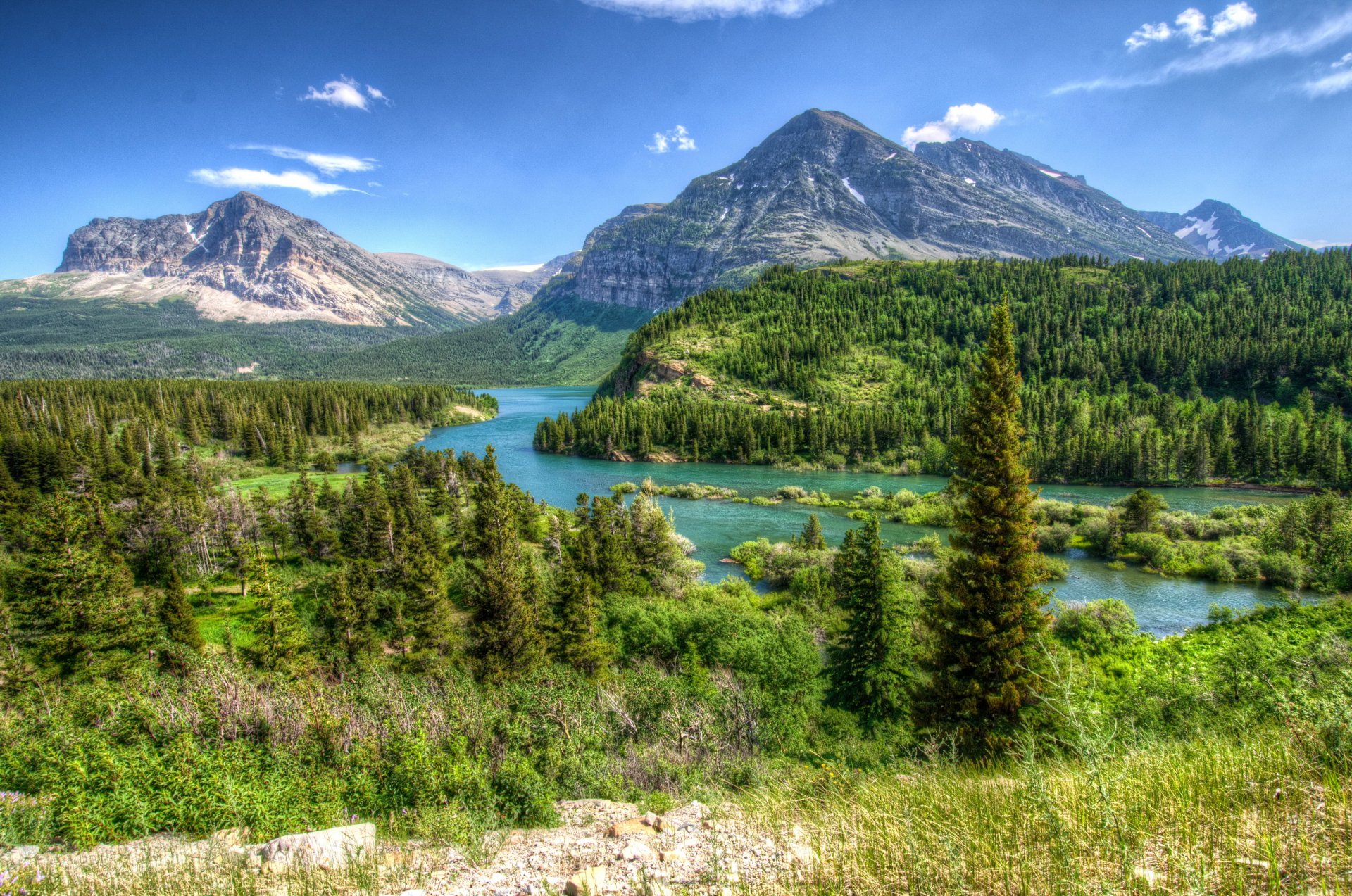 park usa berge landschaft wald gletscher montana hdr natur