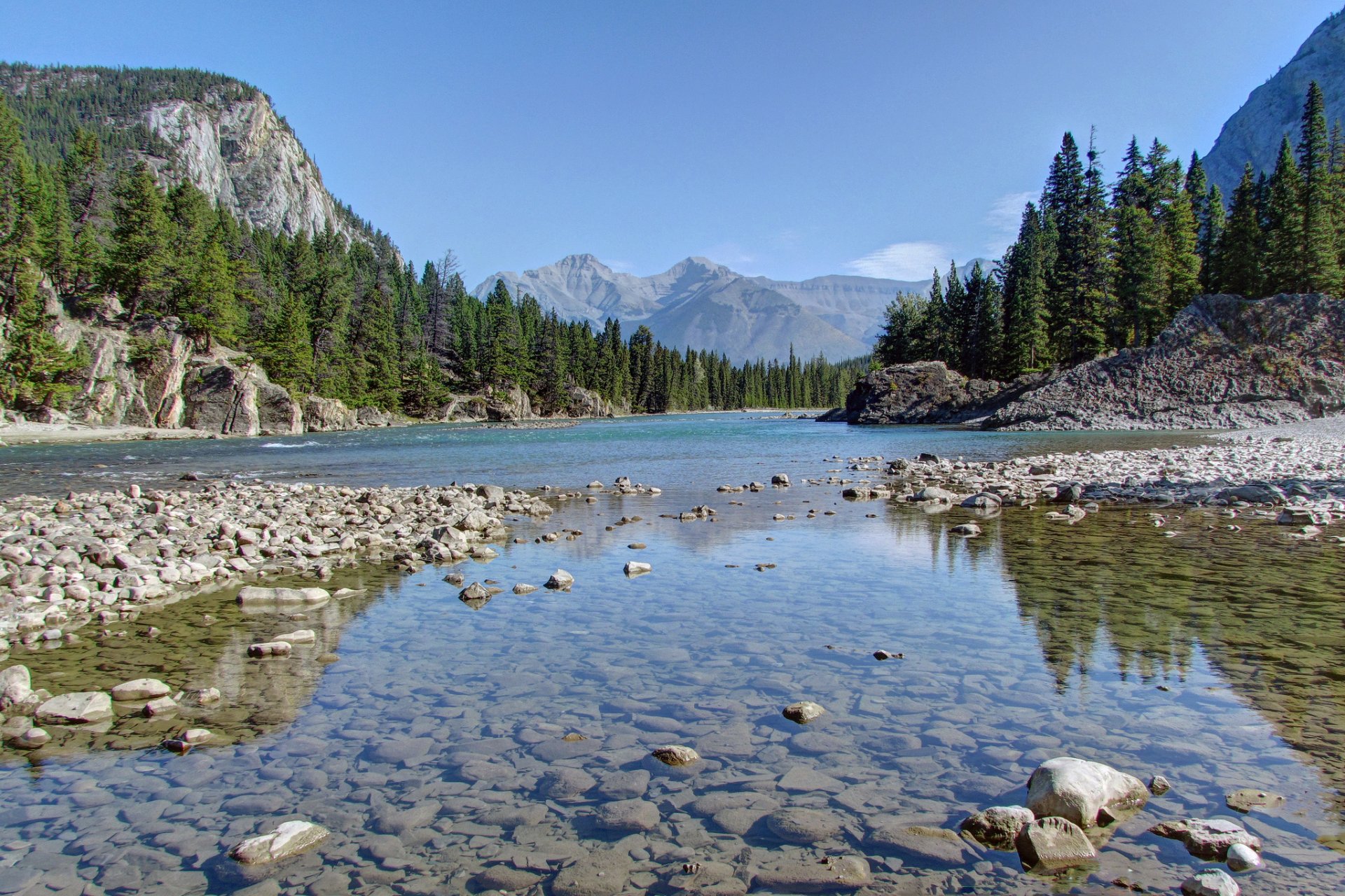 bow valley bow river park narodowy banff alberta kanada bow river banff dolina góry skały las