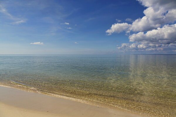 Clouds over the water surface of the Atlantic Ocean