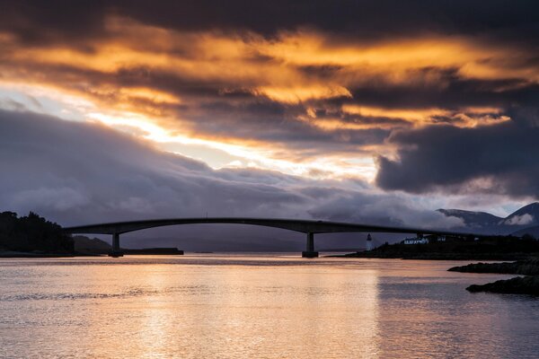 Bridge of Fire in Scotland in the evening