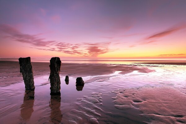 Beautiful sunset and landscape on the sea