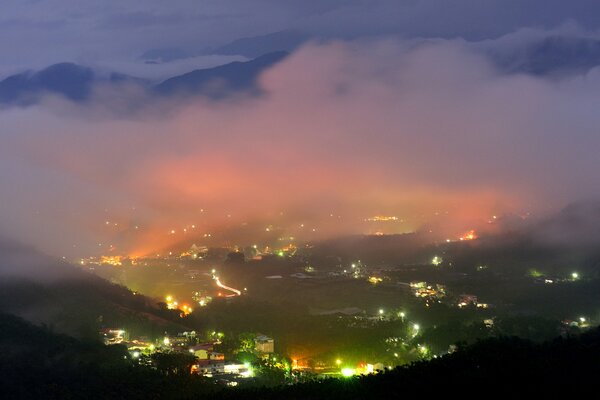 Top view of the night city