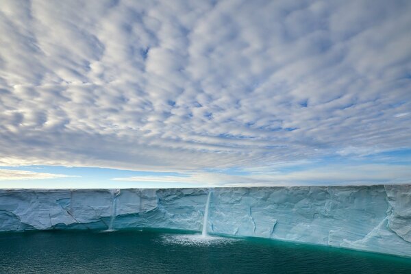 Norwegian glacier with waterfall