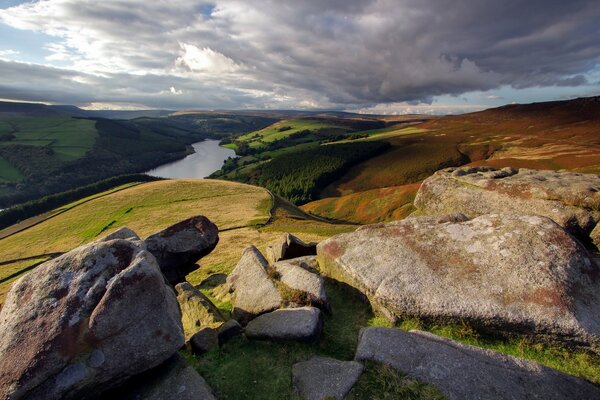 Mountain stones River landscape