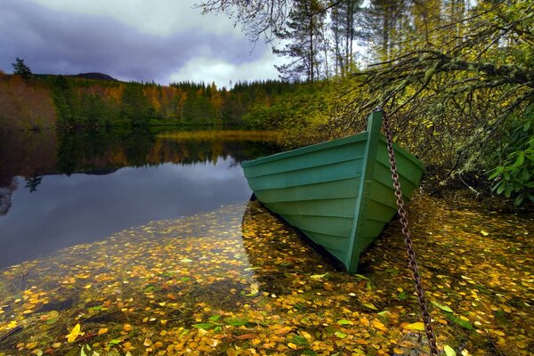 Fondos de Escritorio barco en el lago