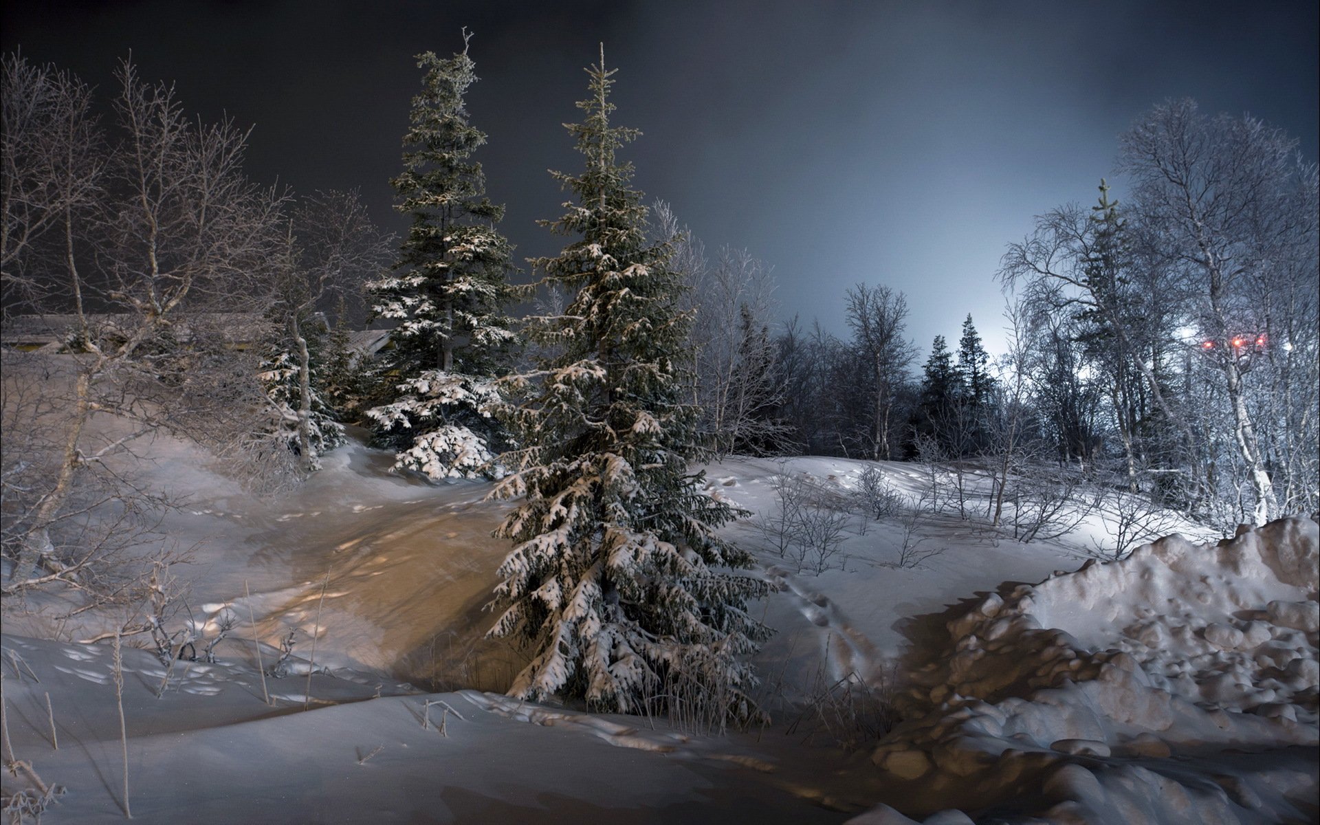 neve inverno paesaggio notte