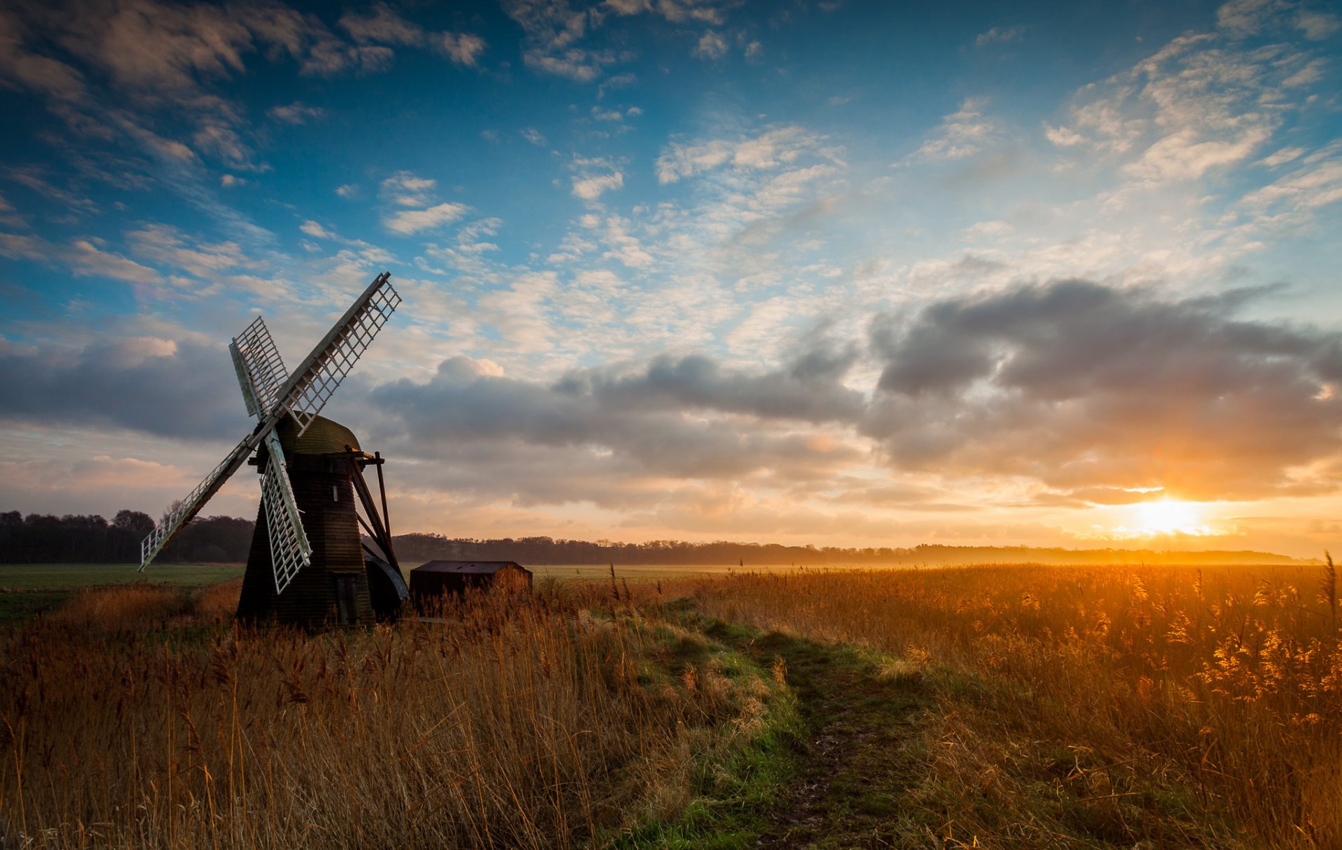 the field mill windmill morning sunrise