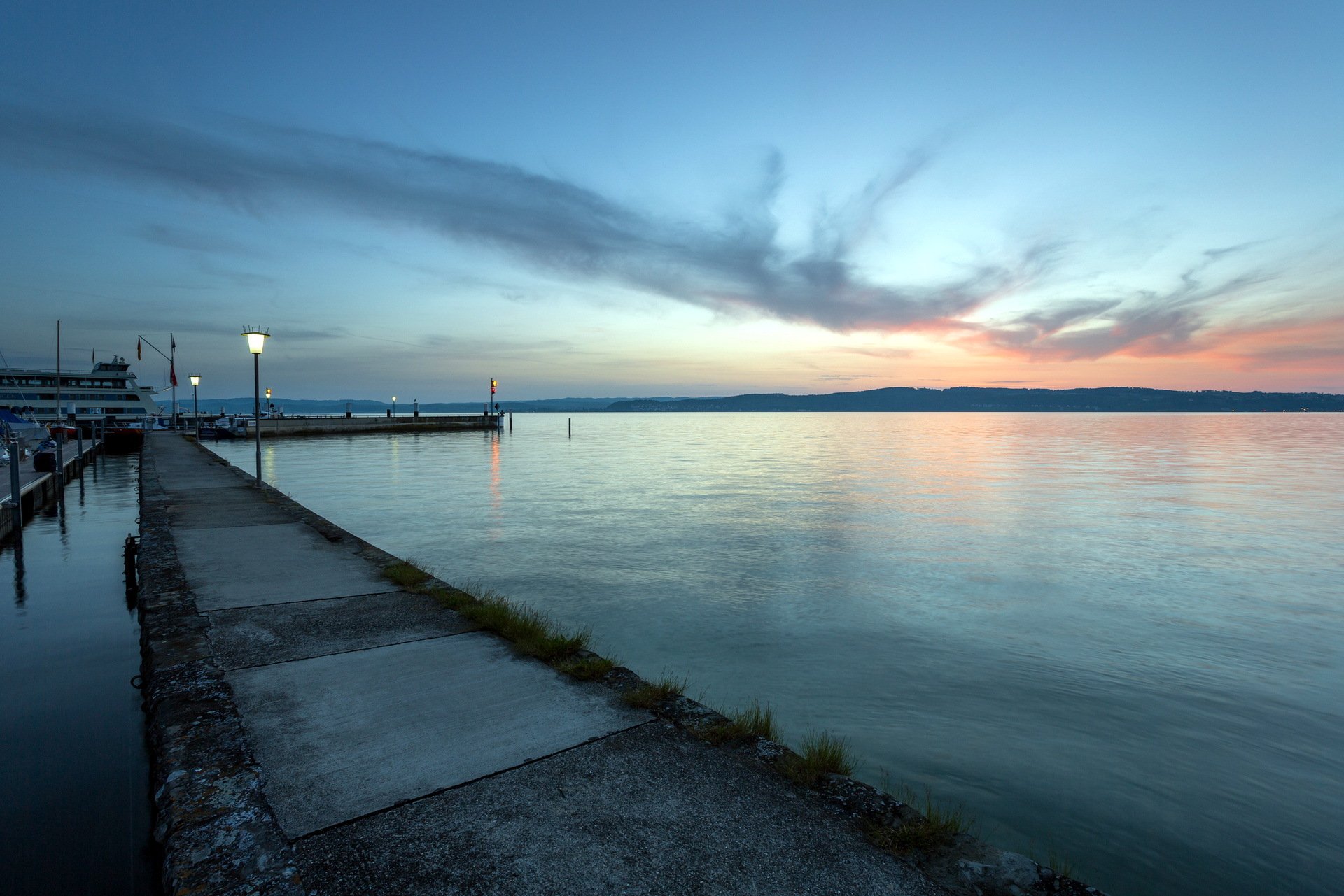 mar puesta de sol muelle paisaje