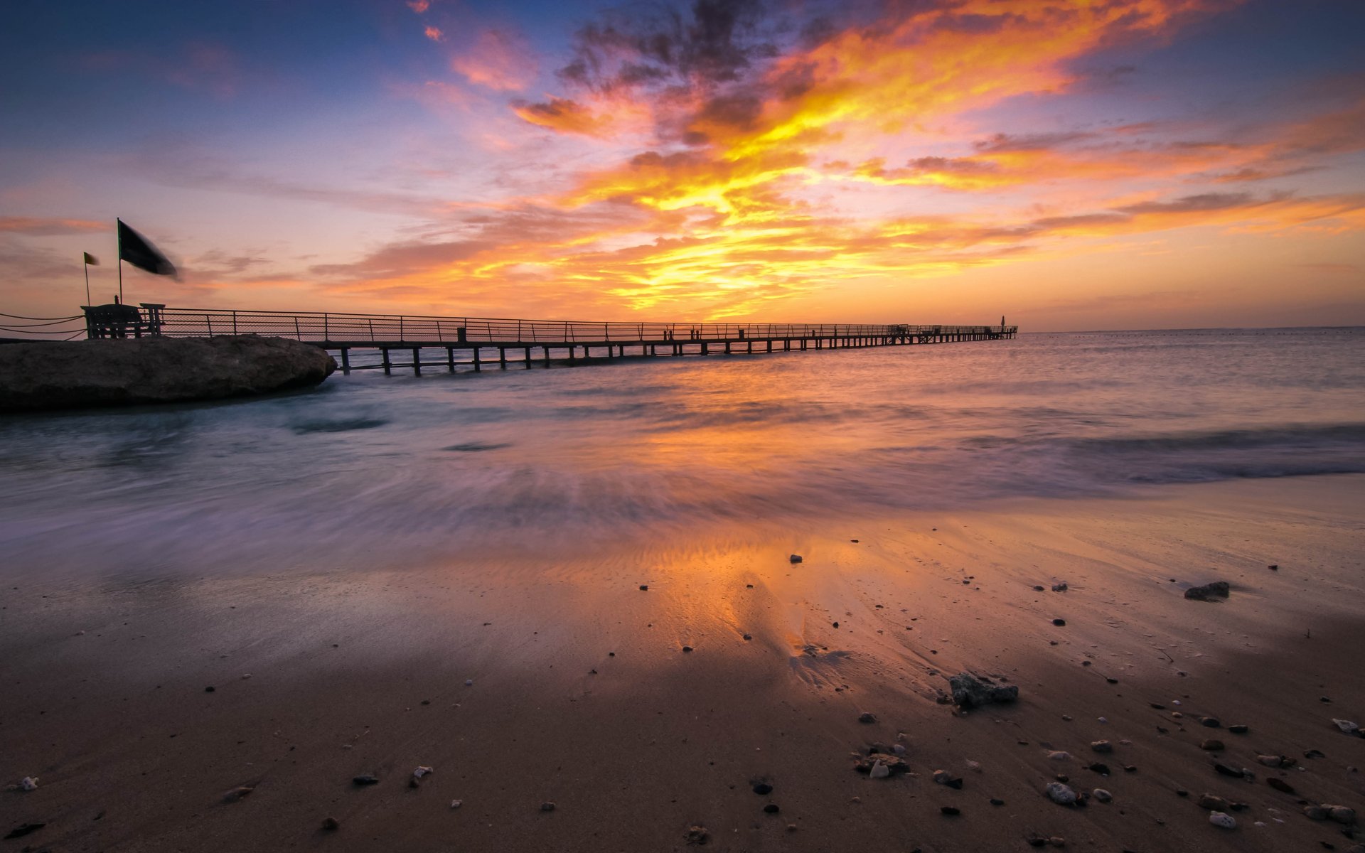 port ghalib marsa alam egitto spiaggia costa oceano tramonto nuvole pietre