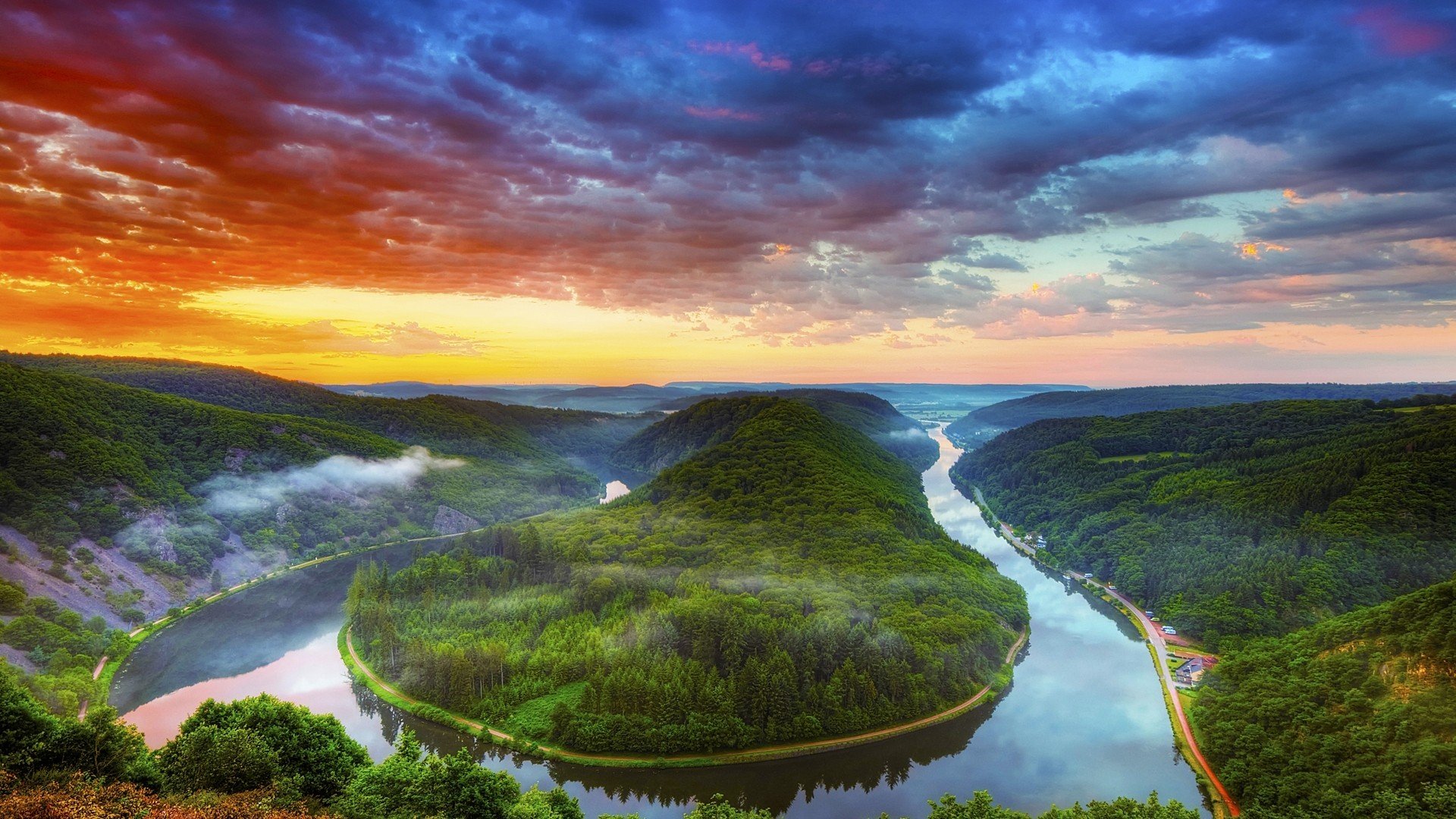 sonnenuntergänge wolken landschaften bäume wald fotografie hdr-fotografie flüsse