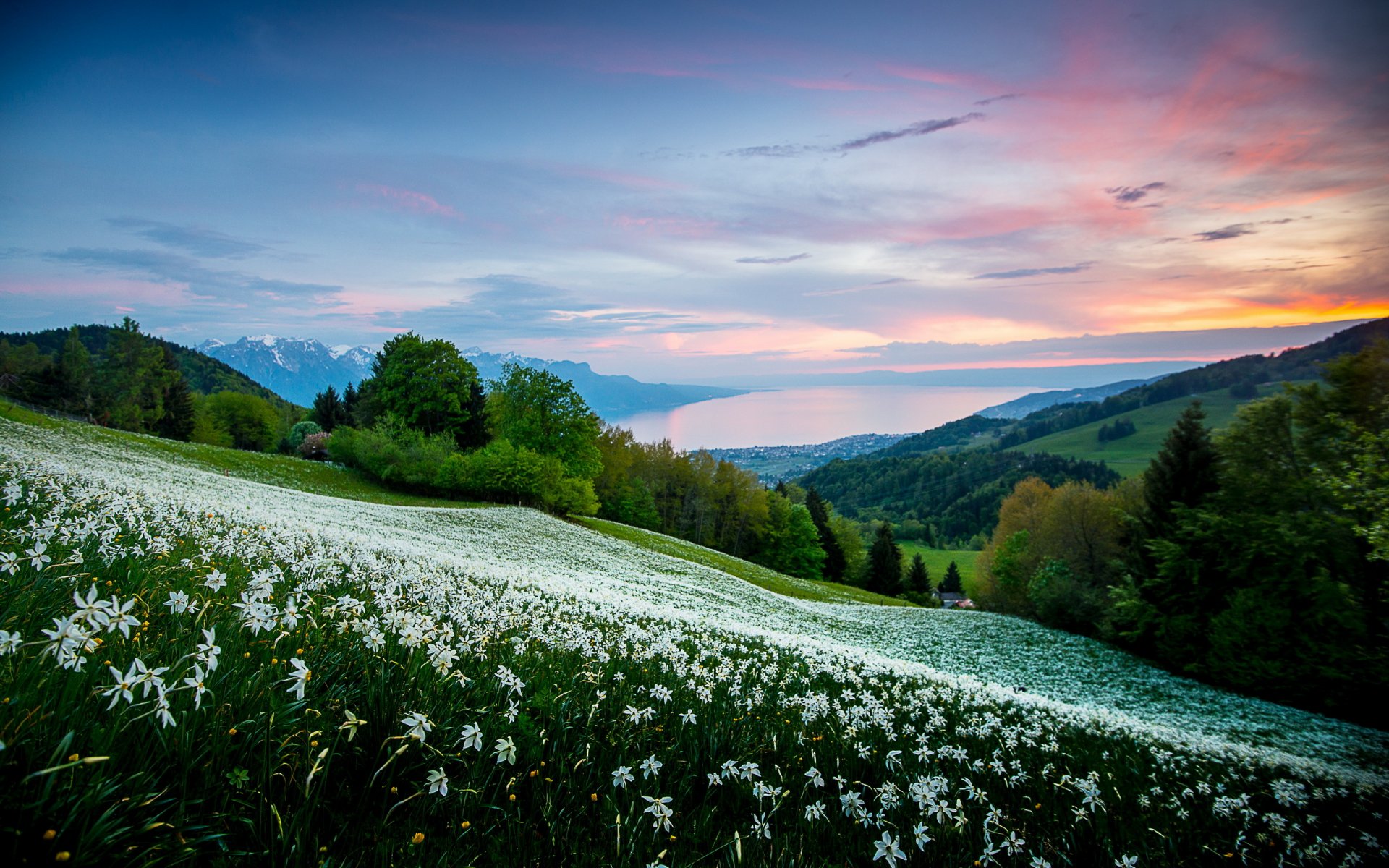 unset mountain landscape