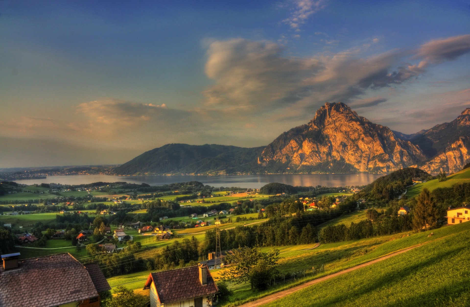 österreich berge gmunden städte landschaft natur stadt felsen fluss wald häuser