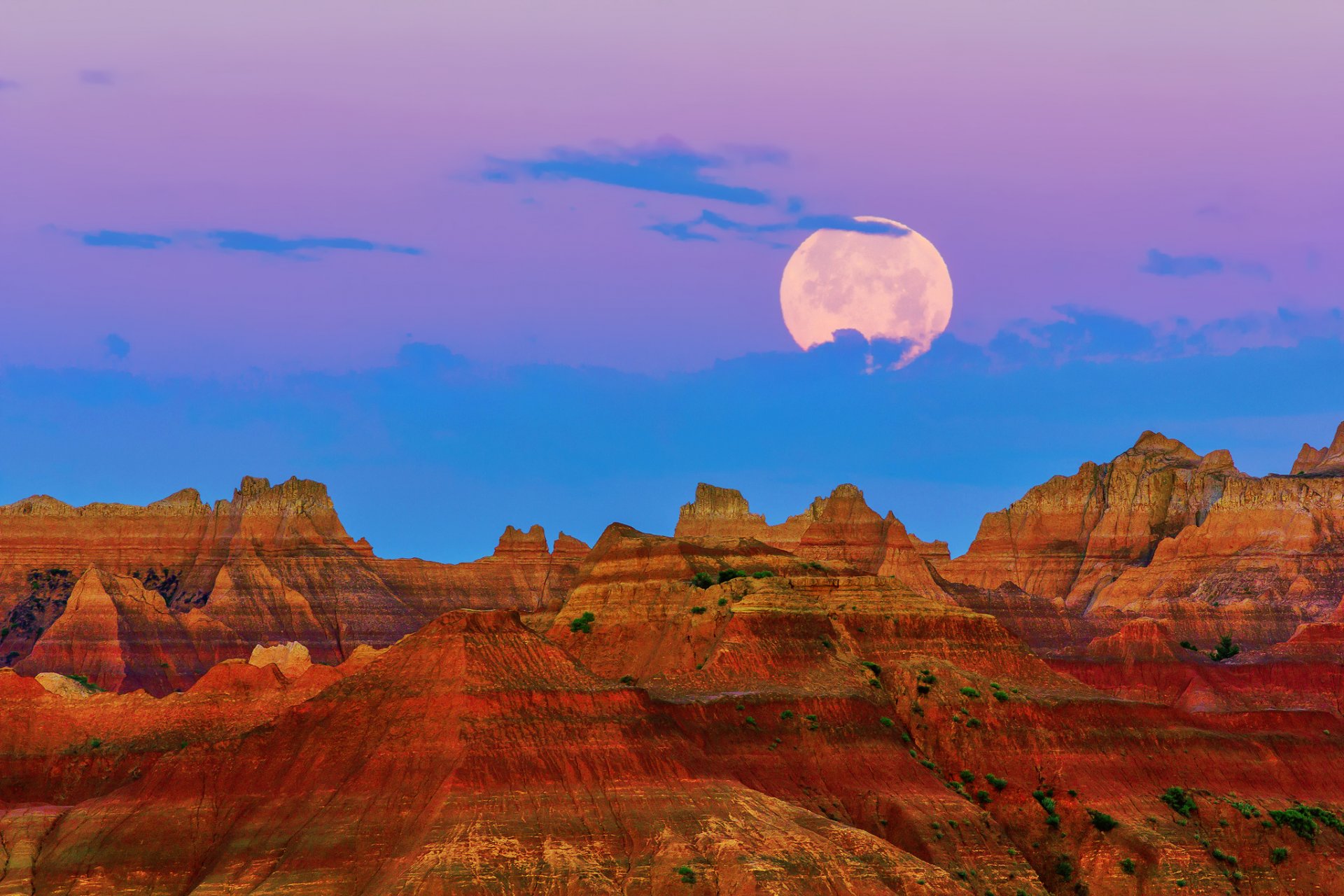 usa south dakota badlands national park morgen mond berge himmel sommer yuun