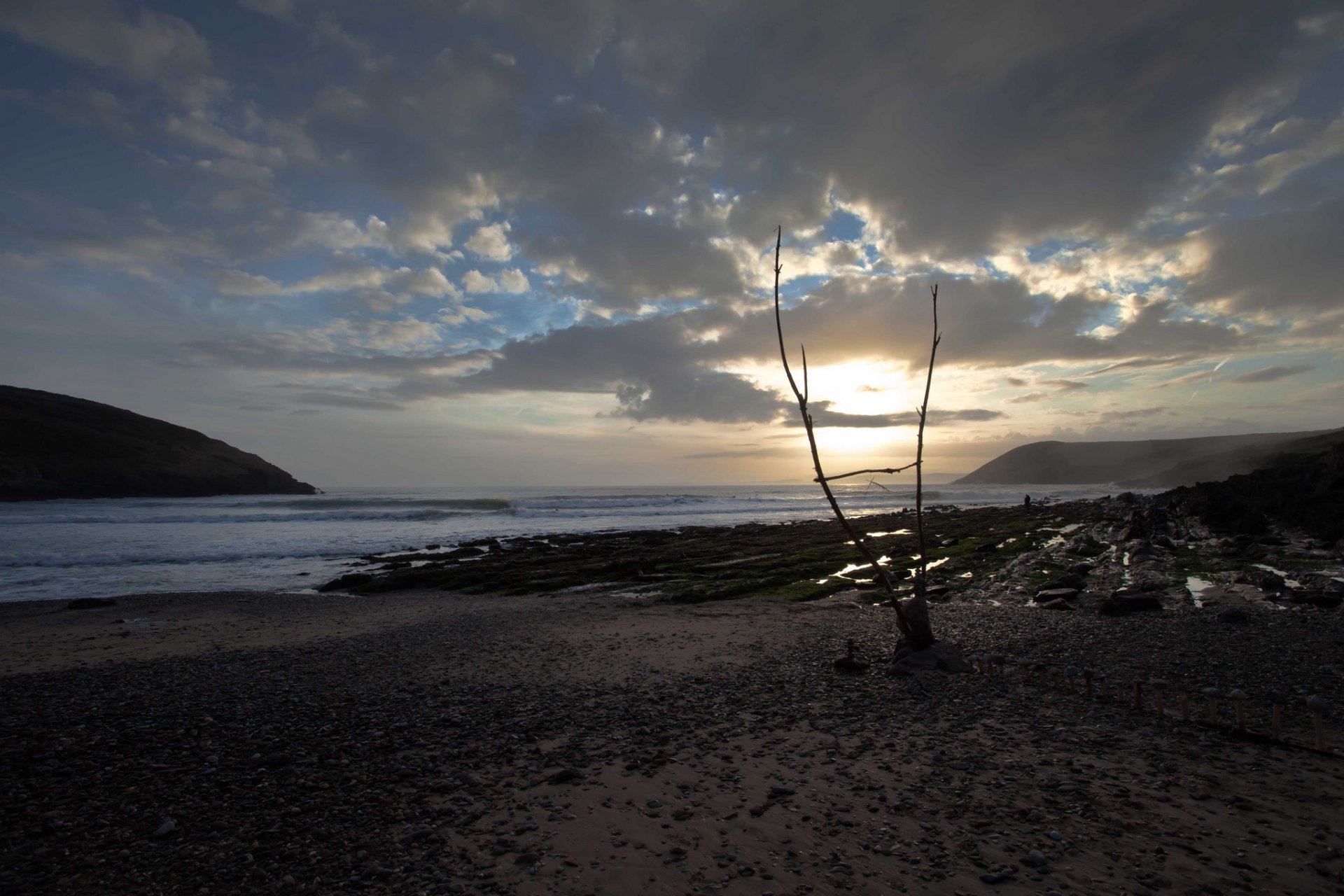 mer baie plage soleil nuages coucher de soleil