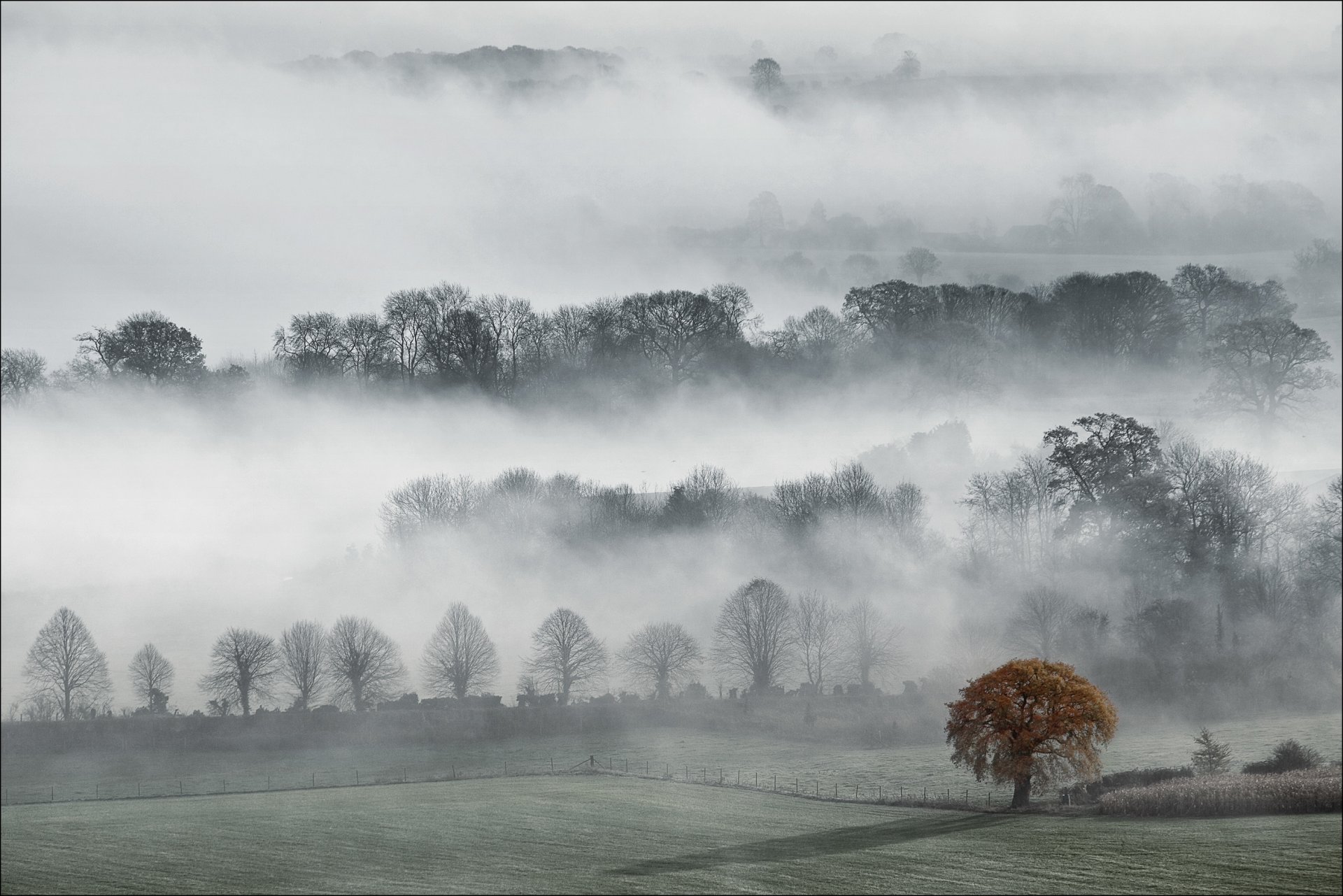 england wiltshire county valley of pewsey autumn fog