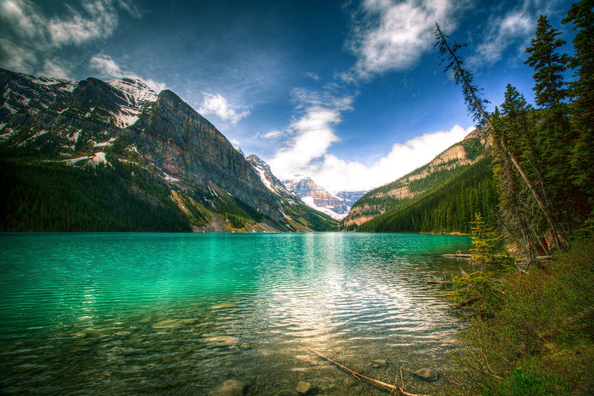 lago canadá montañas paisaje cielo louise banff naturaleza