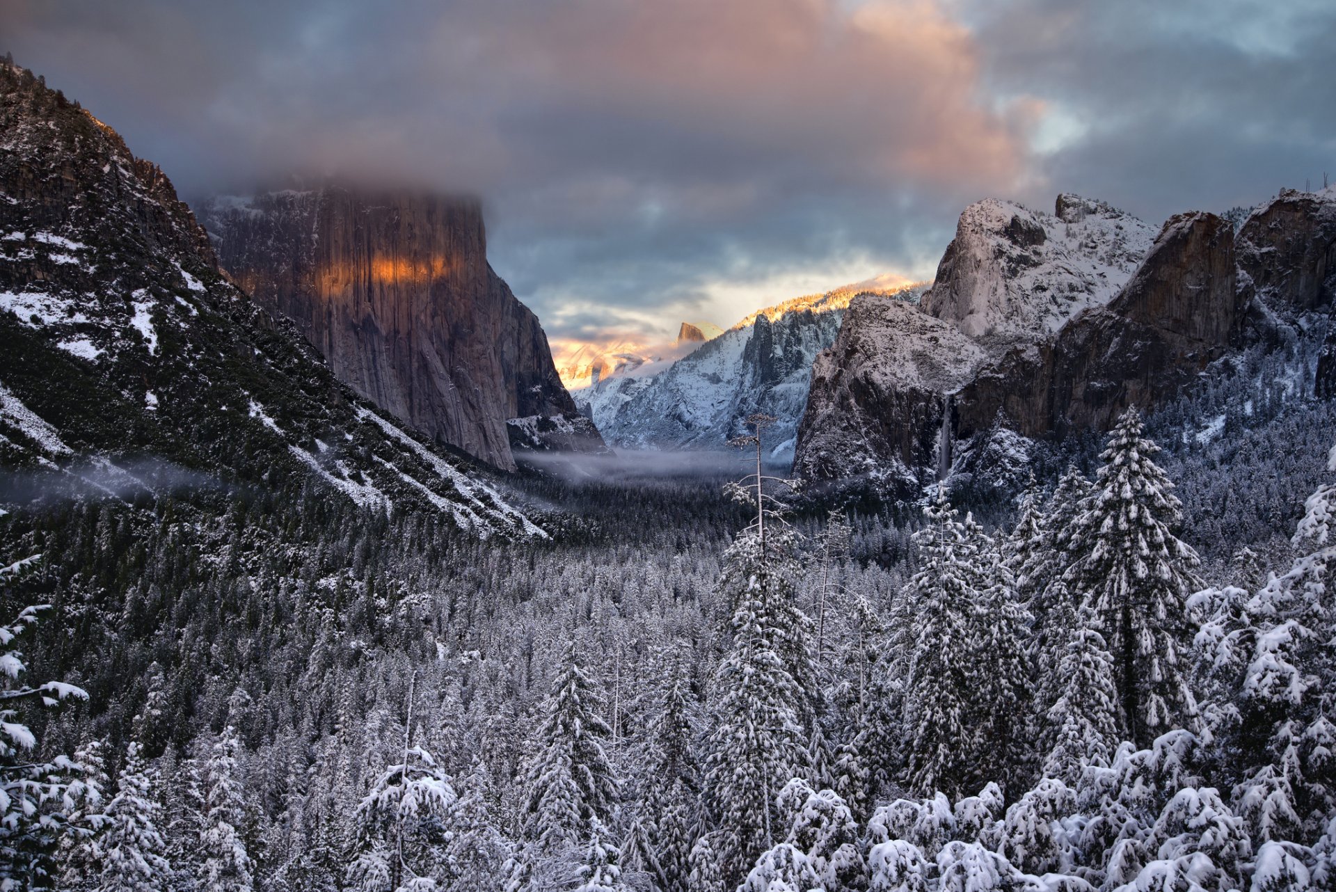 parc national de yosemite californie montagnes de la sierra nevada vallée montagnes de la sierra nevada forêt arbres hiver