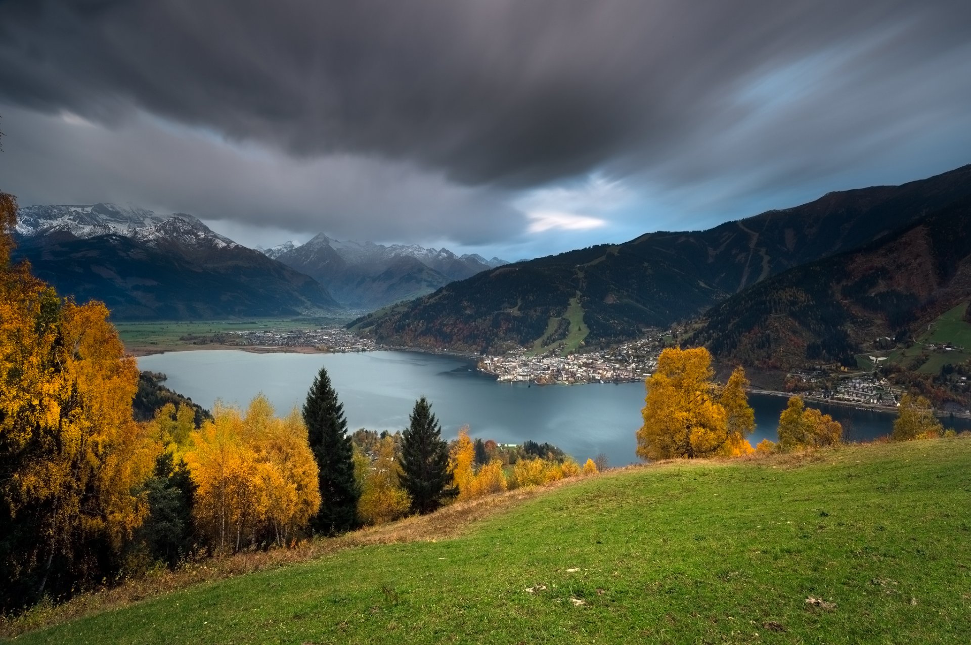 austria góry jezioro jesień