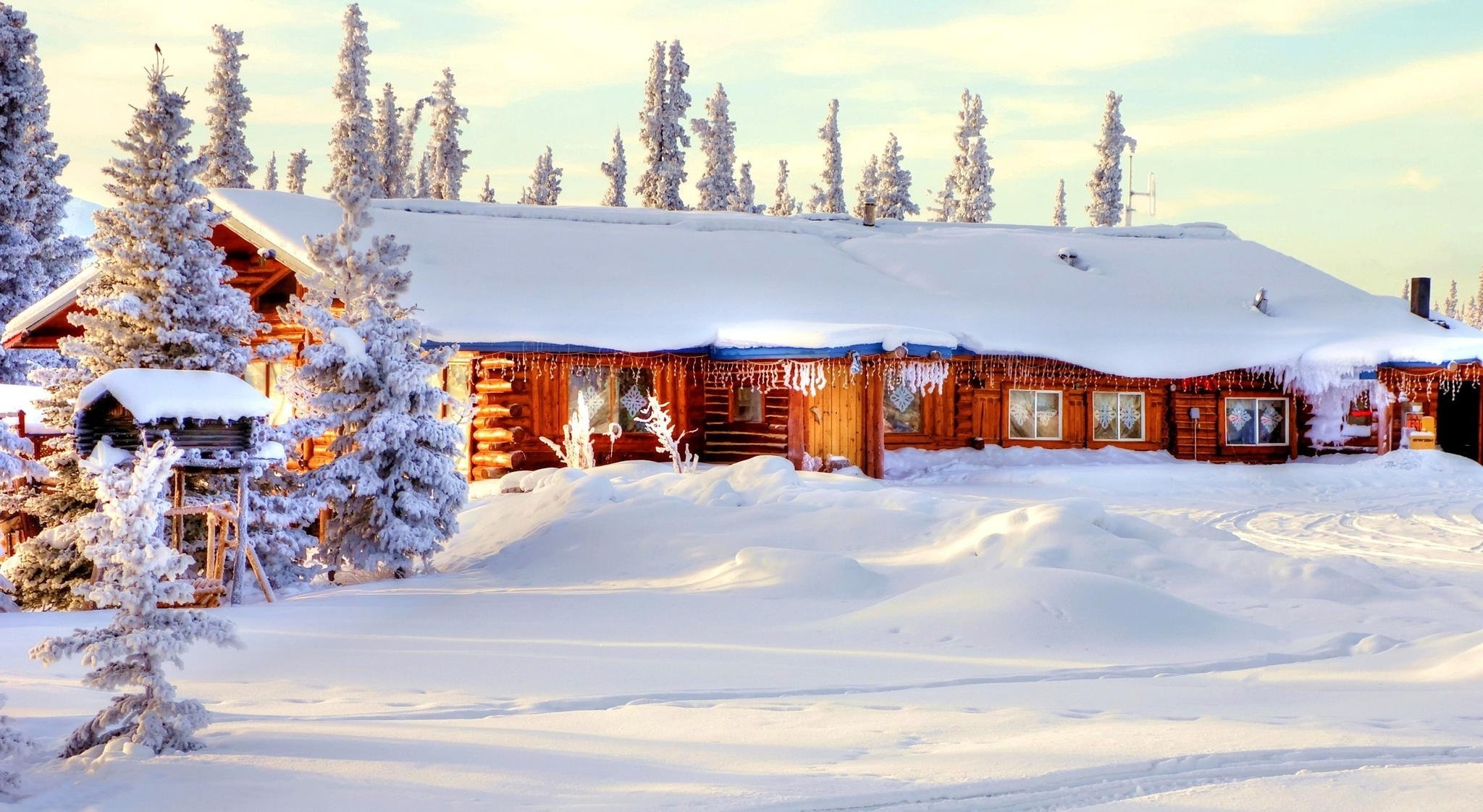 invierno nieve casa árboles naturaleza bosque cielo