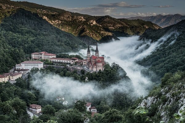 Basilica among the green mountains