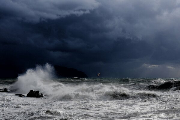 Raging stormy furious sea