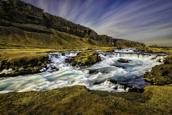 Fascinating river and mountains of Iceland