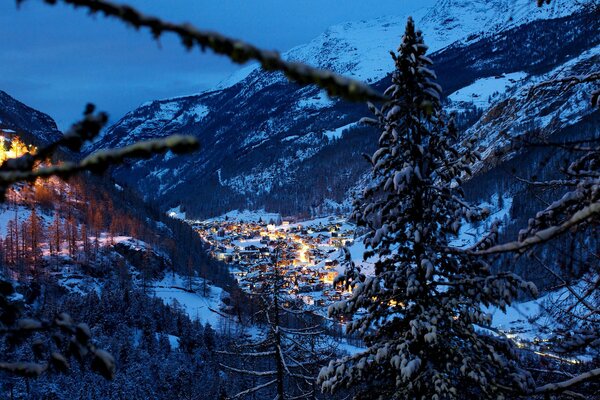 Winter in the Alpine mountains in Switzerland