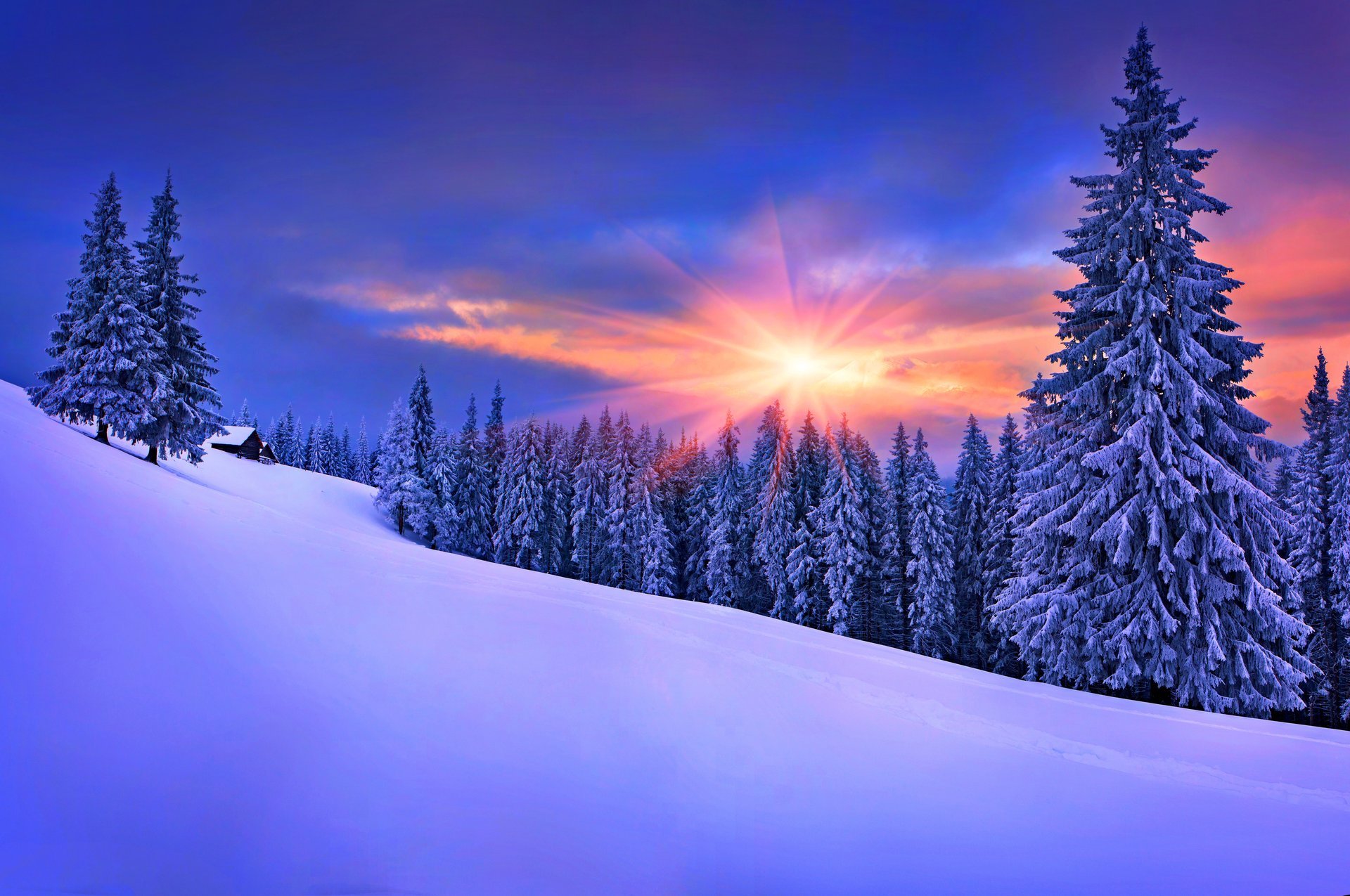 nature house winter snow sky landscape winter white cool nice sunset