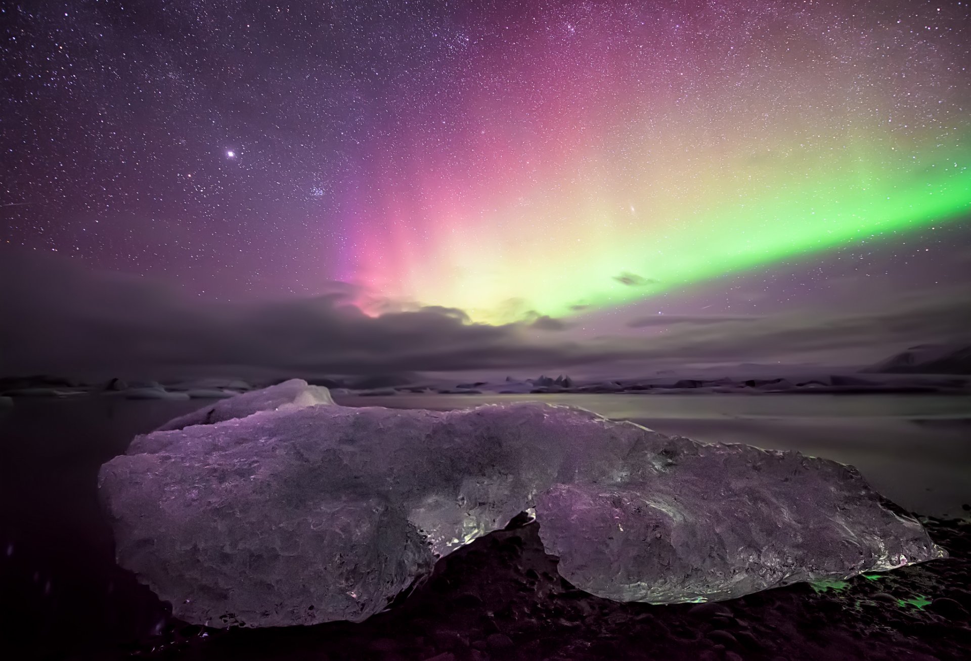 hielo cielo estrellas aurora boreal