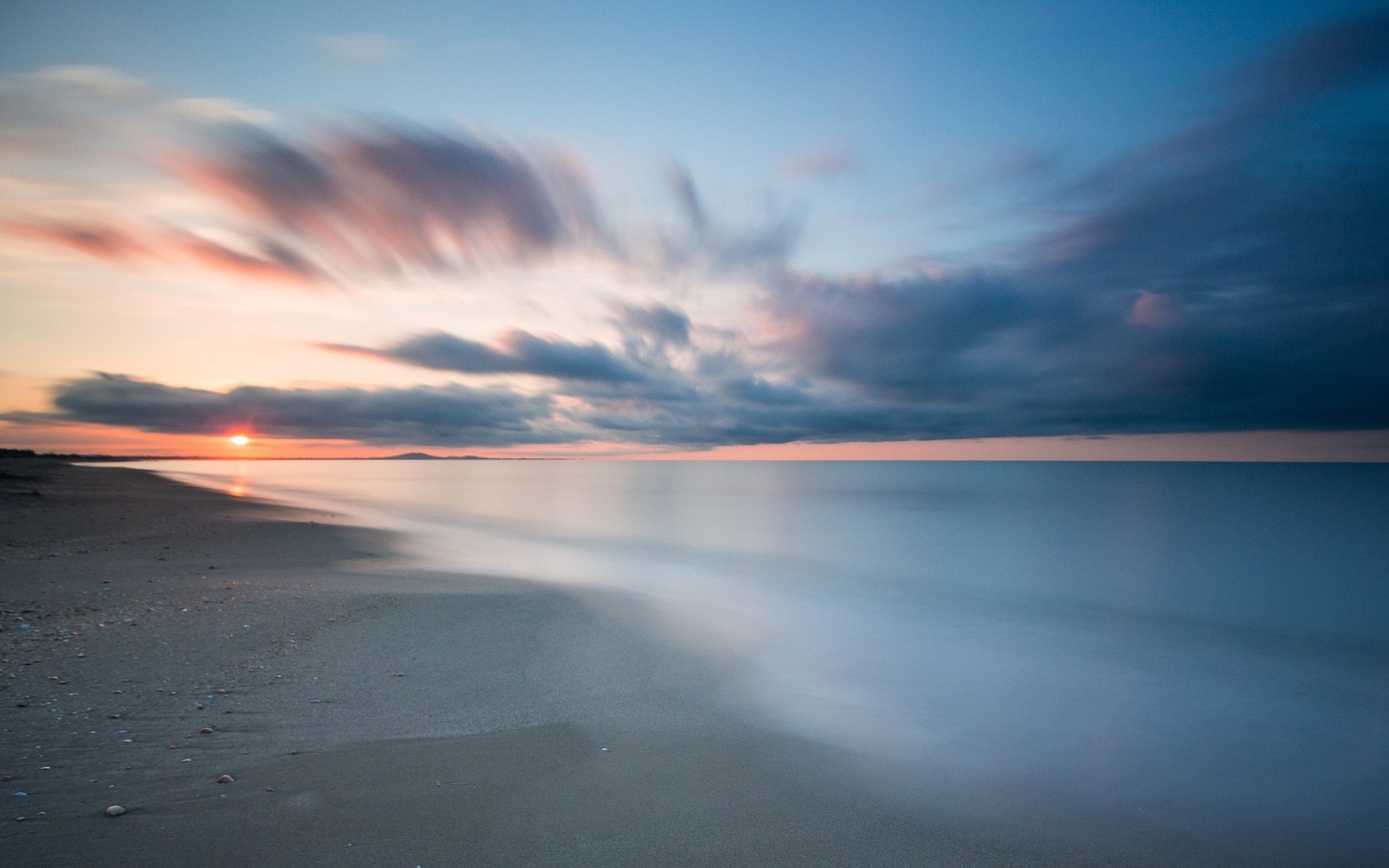 krajobraz natura morze piasek plaża rzeka woda ocean chmury tło wieczór tapeta panoramiczny pełny ekran panoramiczny panoramiczny