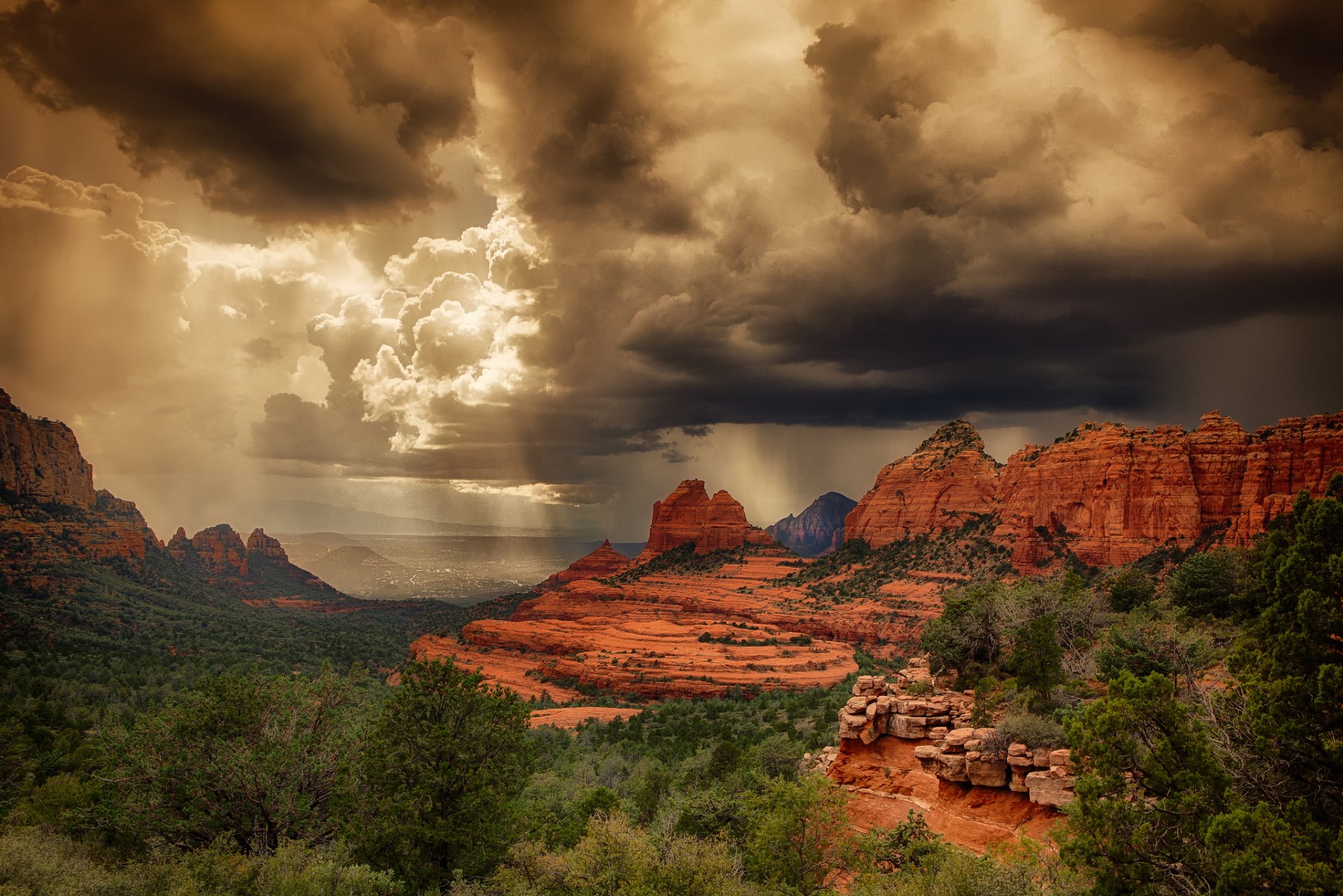 stati uniti arizona deserto sedona tempesta estate rocce luce