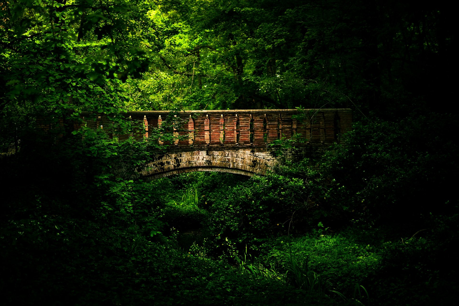 madrid park bäume grün sommer brücke